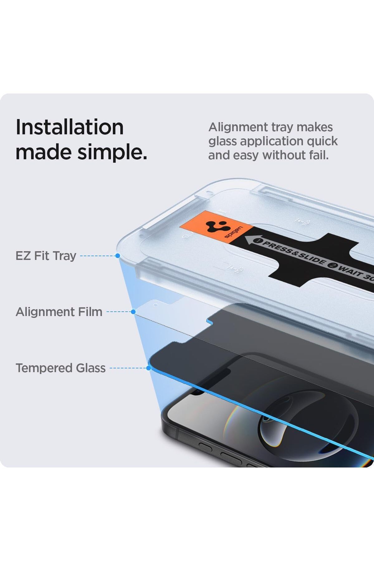 Spigen-Spigen GLAStR EZ FIT PRIVACY 2 Pack for iPhone 16e / 14 / 13 Pro / 13 Screen Protector 3