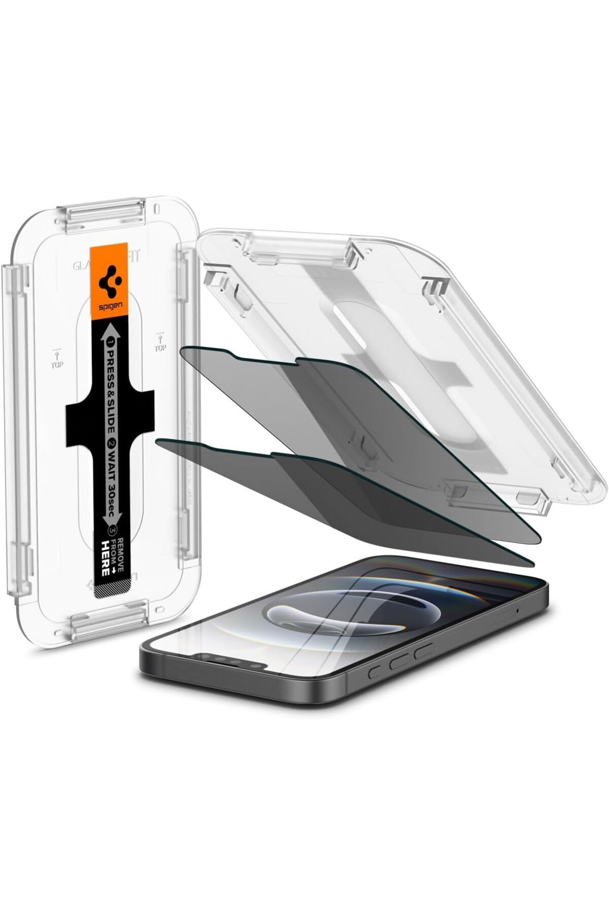Spigen-Spigen GLAStR EZ FIT PRIVACY 2 Pack for iPhone 16e / 14 / 13 Pro / 13 Screen Protector 1