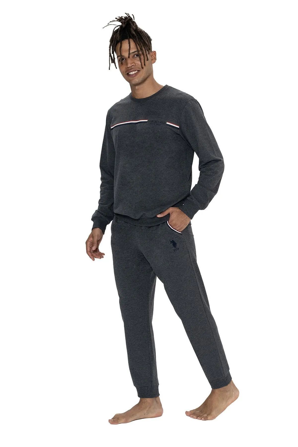 ست پیژامه و لباس خواب مردانه یقه دانتل / یقه گیپور | یو اس پولو U.S. Polo Assn. US18921 TR - تصویر 2
