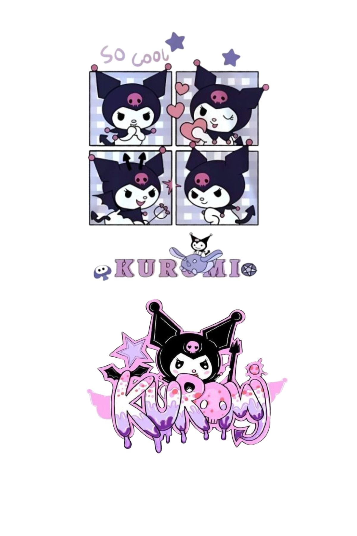 WHB KUROMI - 25Cmx 30Cm Ütü Ile yapışan Tekstil DTF Baskı görseli