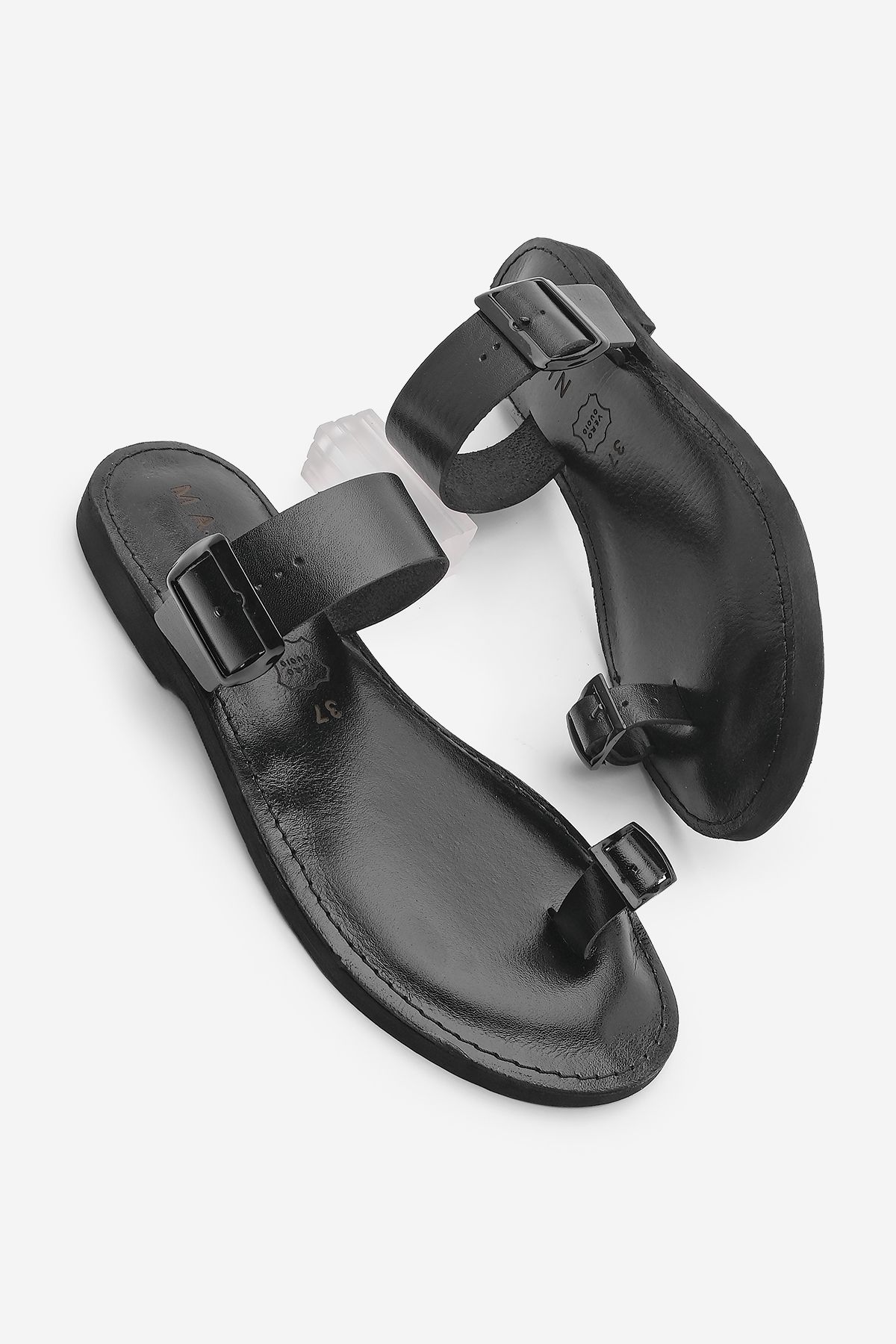 دمپایی روزانه دمپایی دمپایی دمپایی دمپایی چرم اصل زنانه Parve Black Marjin