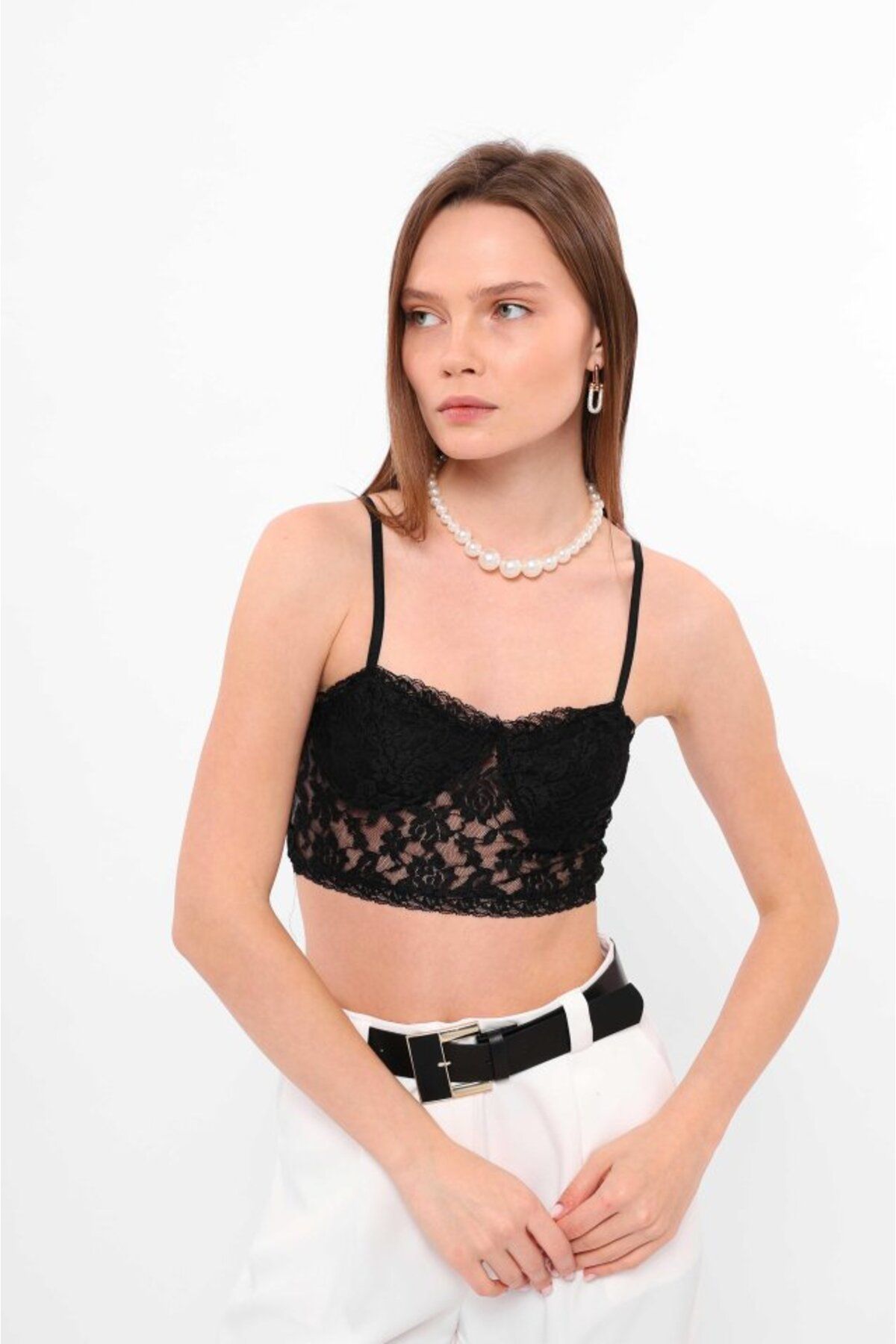 velmorafashion Dantelli Bralet Siyah