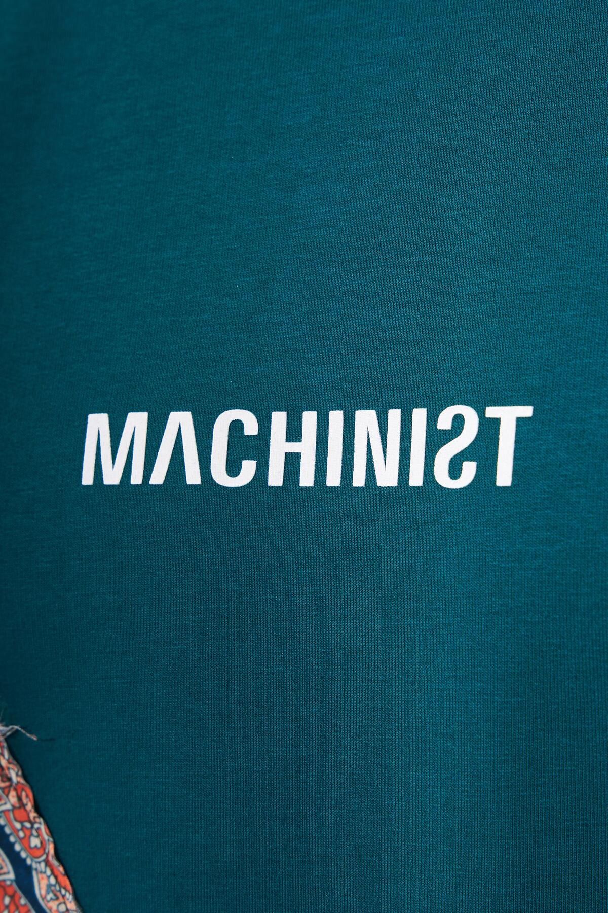 Machinist-Men's Patchwork Oversize Oil Green T-shirt 3