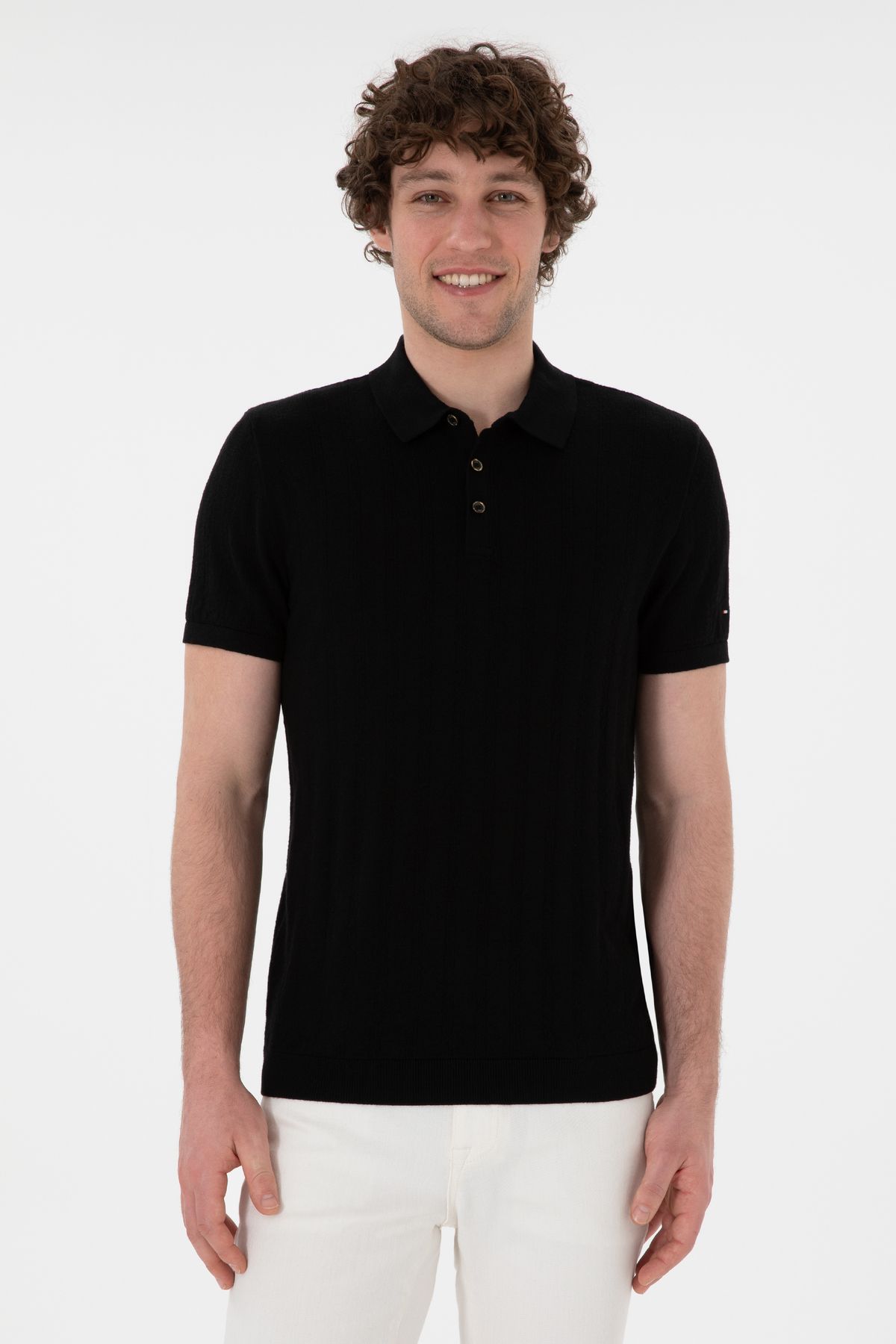 تی شرت بافتنی یقه چوگان باریک مردانه 50306474-vr046 U.S. Polo Assn.