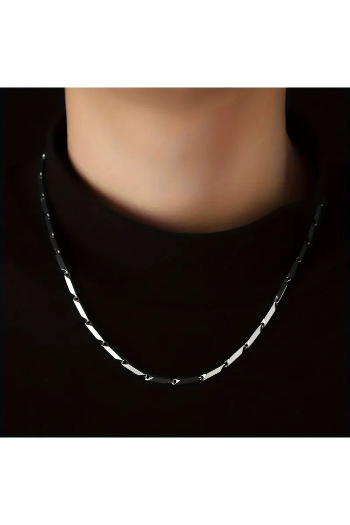STAİNLES Çelik Erkek Elmas Model Kral Bileklik Ve Kolye Set Silver Renk 2mm Kalınlığında