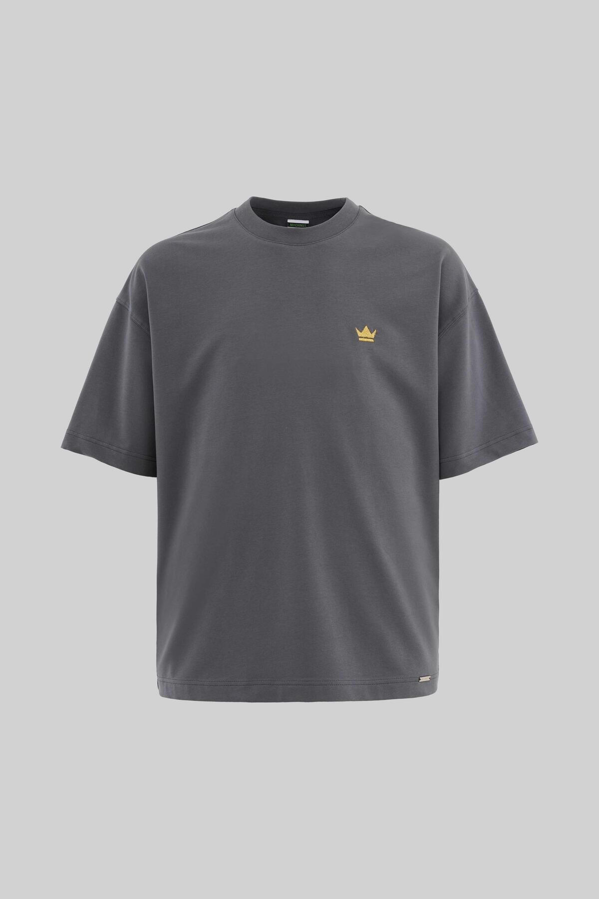 Machinist-Men's Printed and Glitter Embroidered Oversize Smoked T-Shirt 2