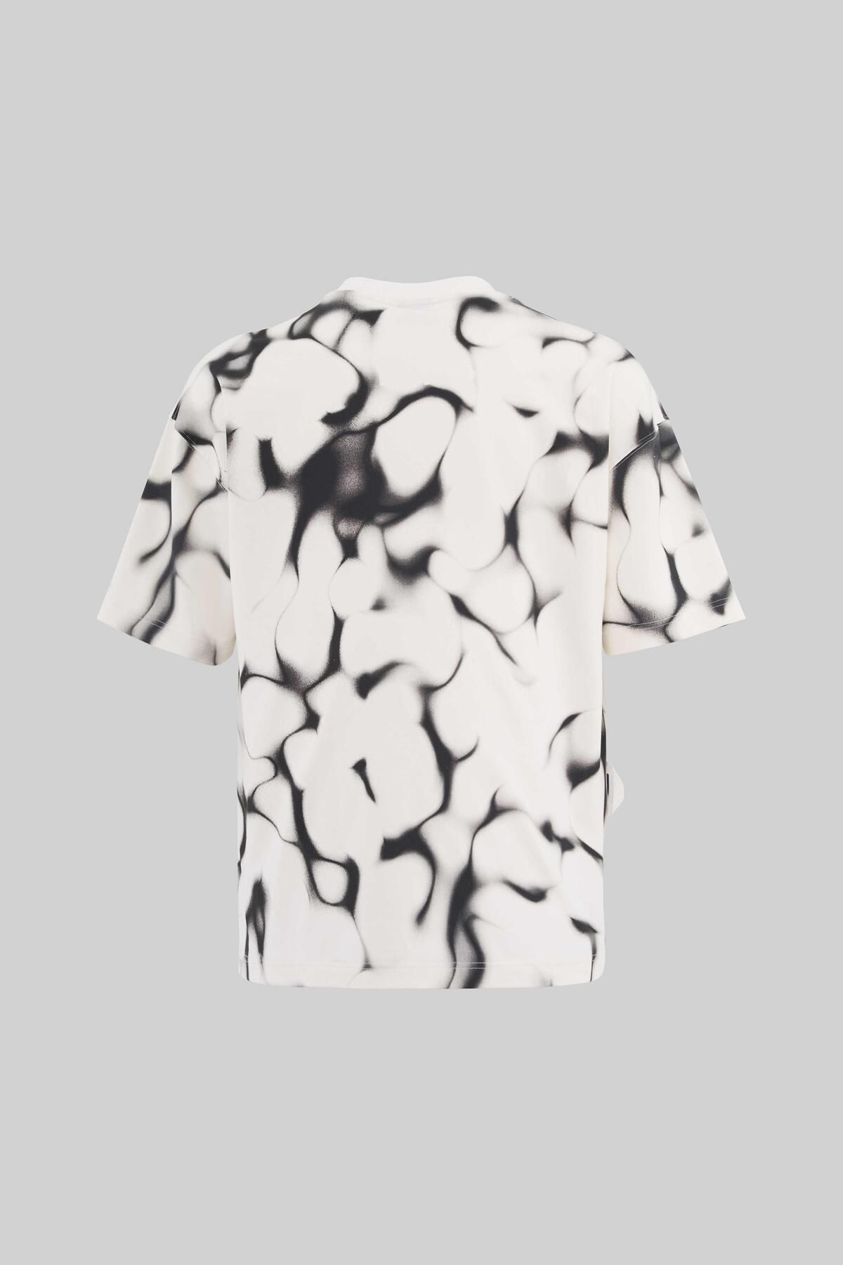 Machinist-Men's All over Abstract Pattern Printed Oversize Ecru T-Shirt 4