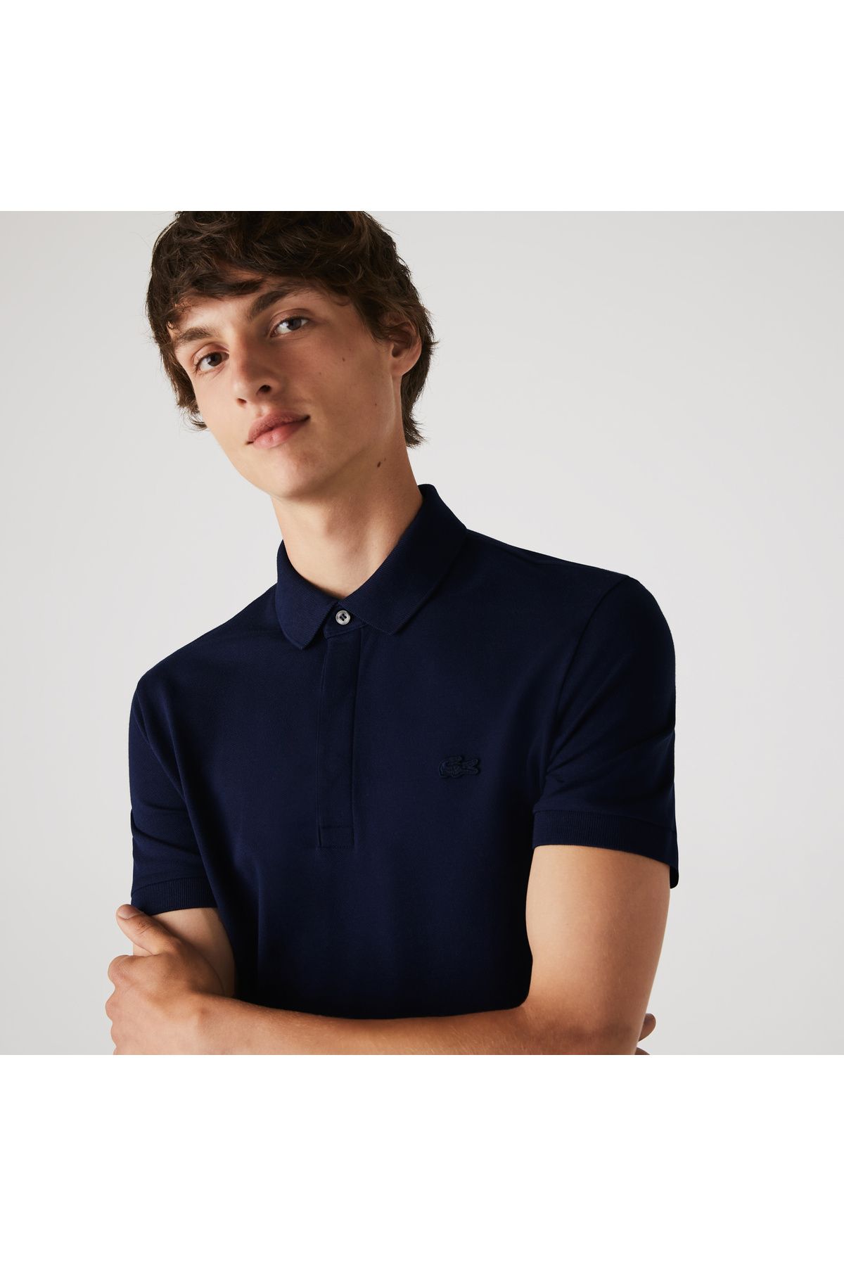 تی شرت یقه پولو آبی مردانه چوگان روشن و مناسب پاریس Lacoste