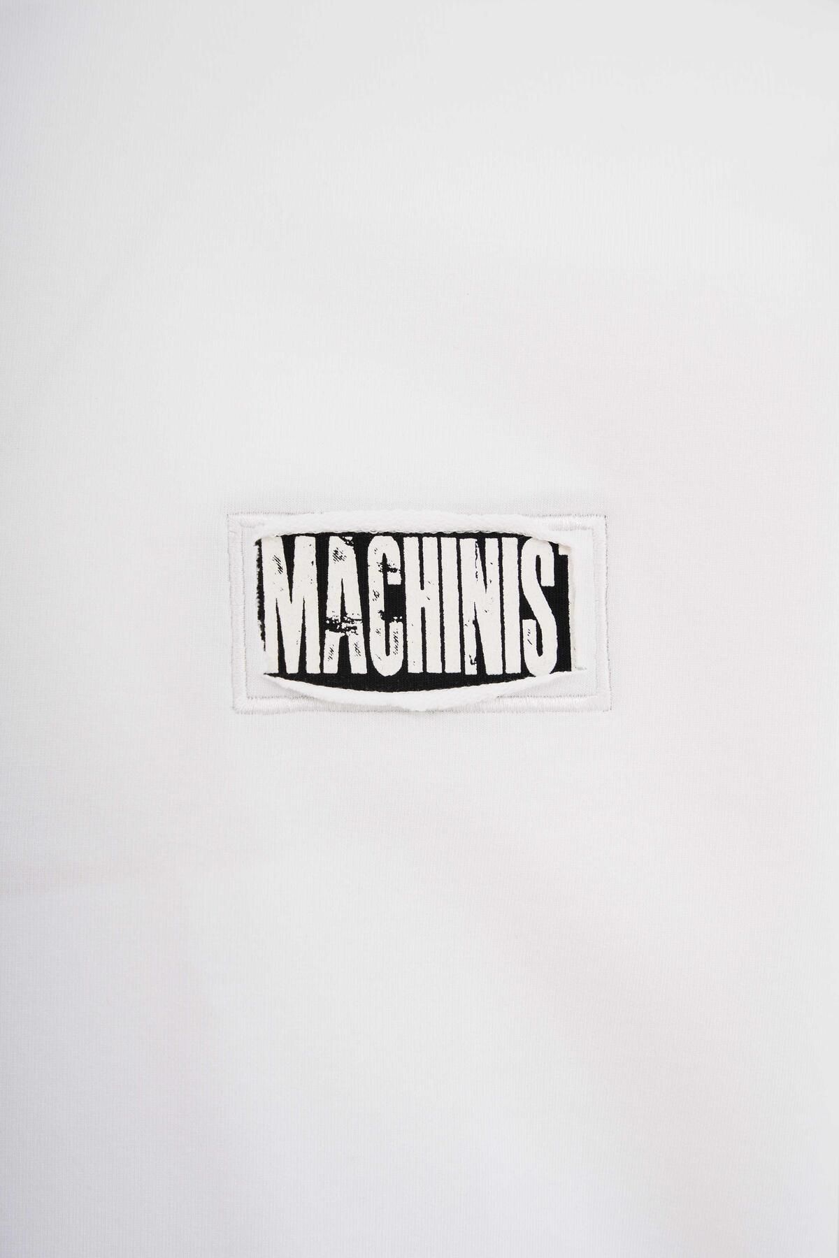 Machinist-Ανδρικό μπλουζάκι εκρού με συνονθύλευμα και κεντημένο oversize 2