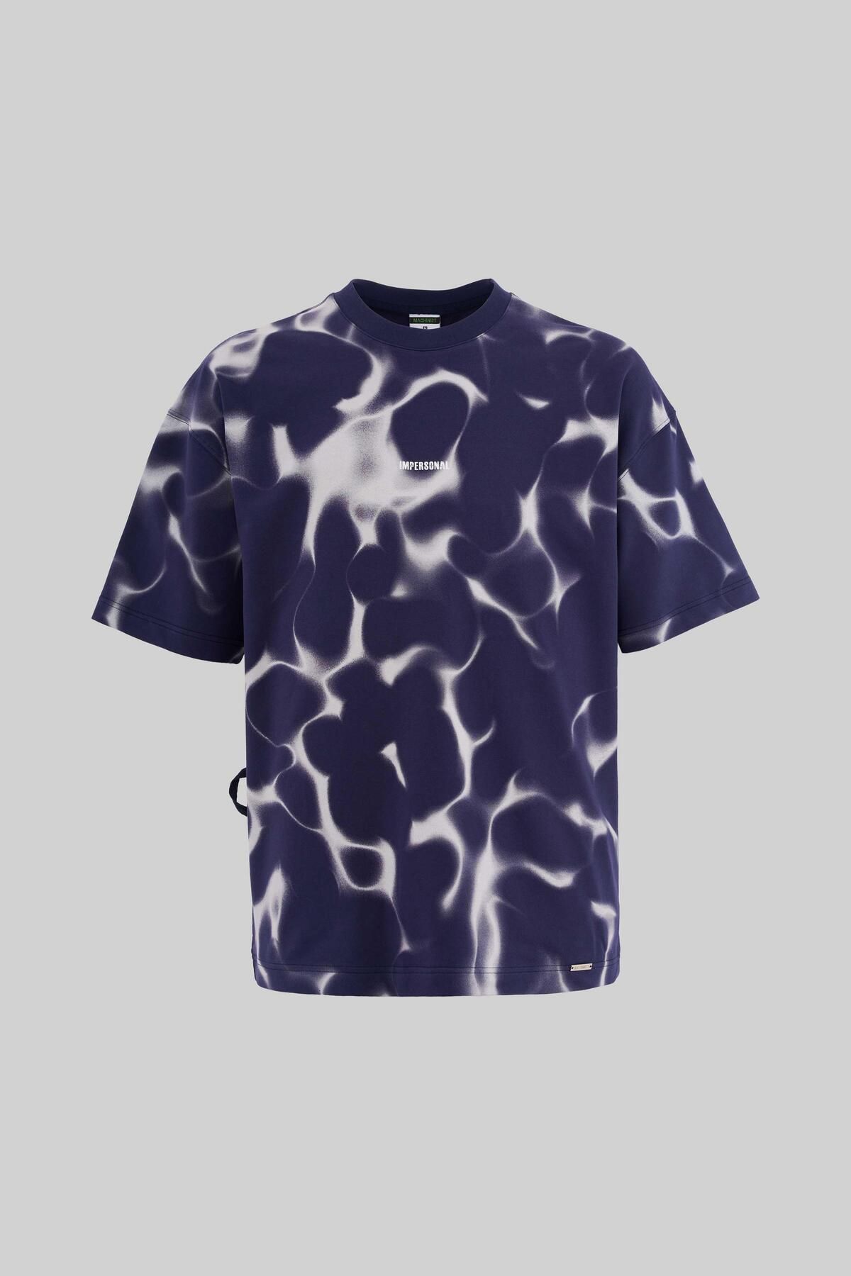 Machinist-Men's All over Abstract Pattern Printed Oversize Navy Blue T-Shirt 1