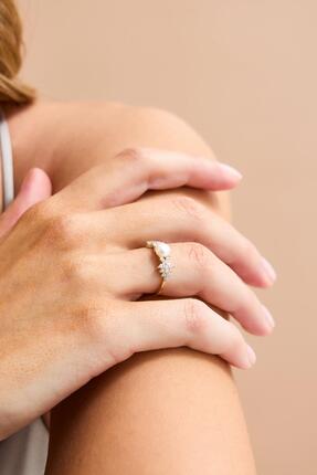 Birinci 14 Ayar Altın 6 mm Zirkon Taşlı Doğal İnci Yüzük BVRTZ120156