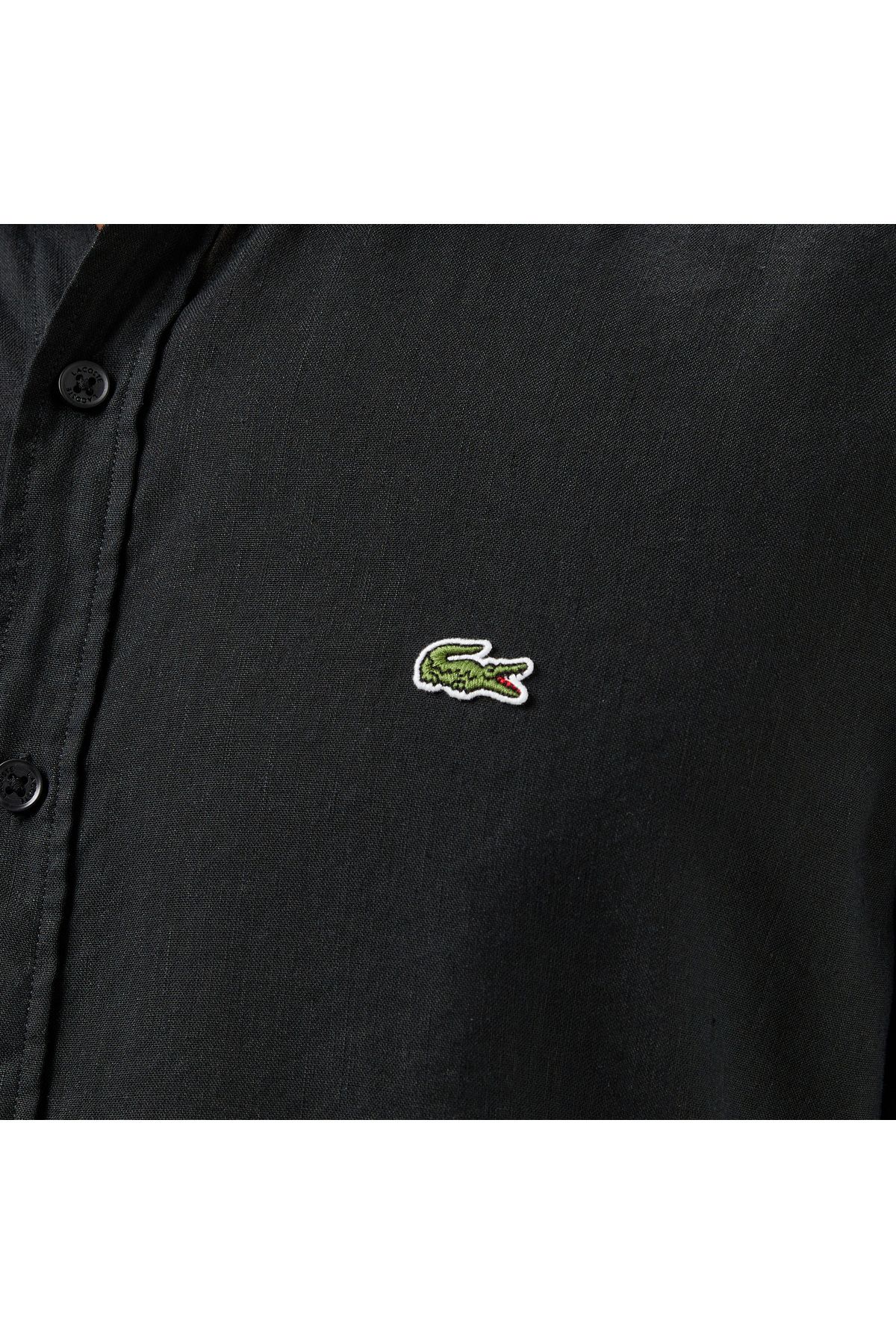 پیراهن / بلوز دکمه دار مشکی مردانه باریک اورجینال Lacoste