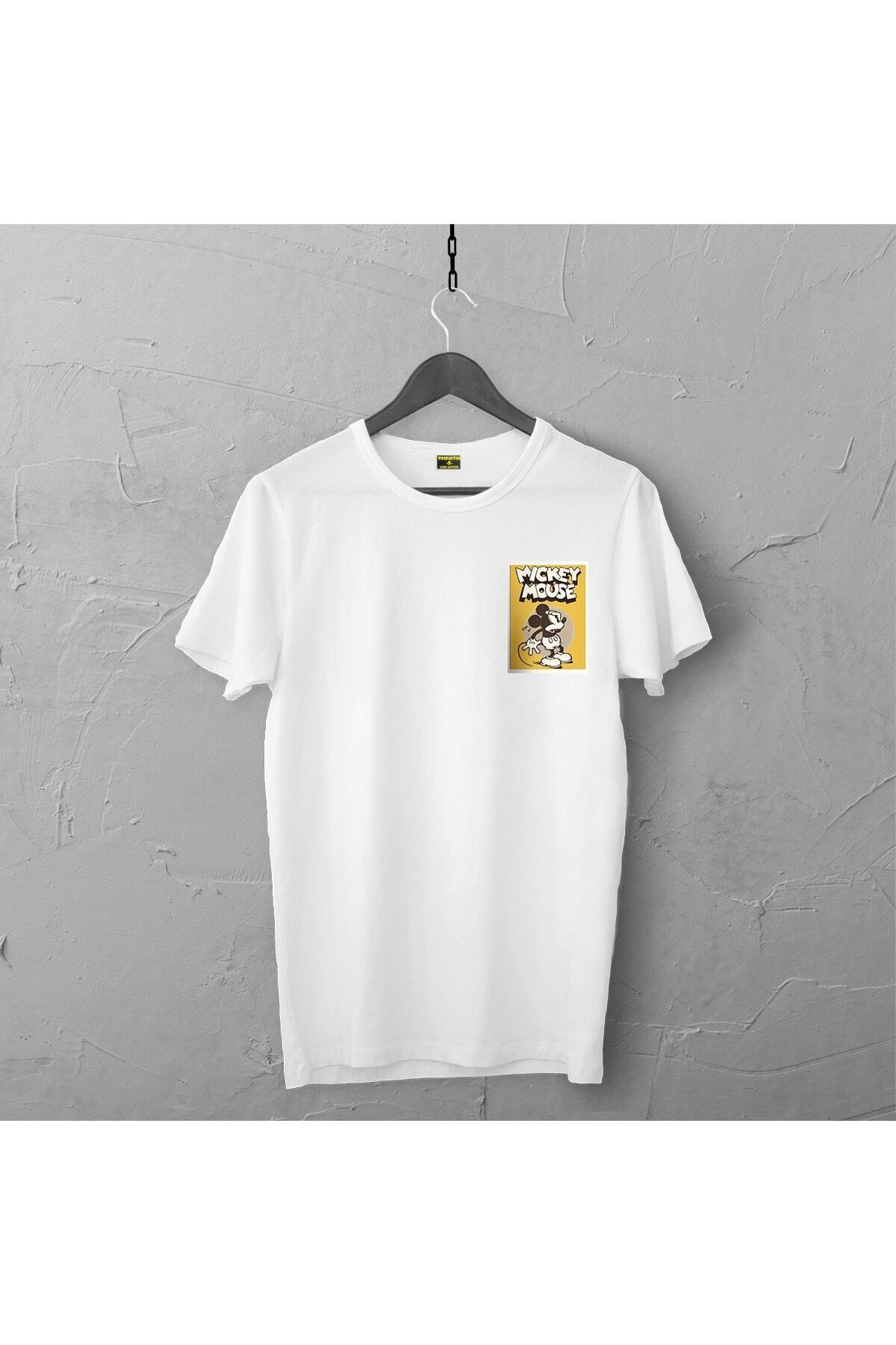 Pisa Art Mickey Mouse Tasarımlı Tshirt 221, Unisex Premium,çatlama Solma Yapmaz Çizgili Kahramanlar