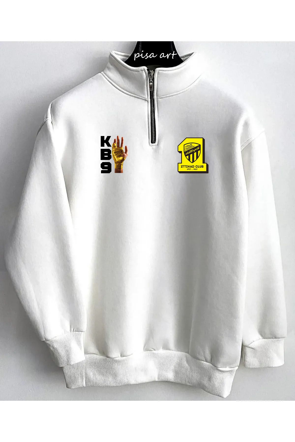 Pisa Art AL İTTİHAD X BENZEMA GOL SEVİNCİ ÖZEL TASARIM YARIM FERMUARLI SWEATSHIRT