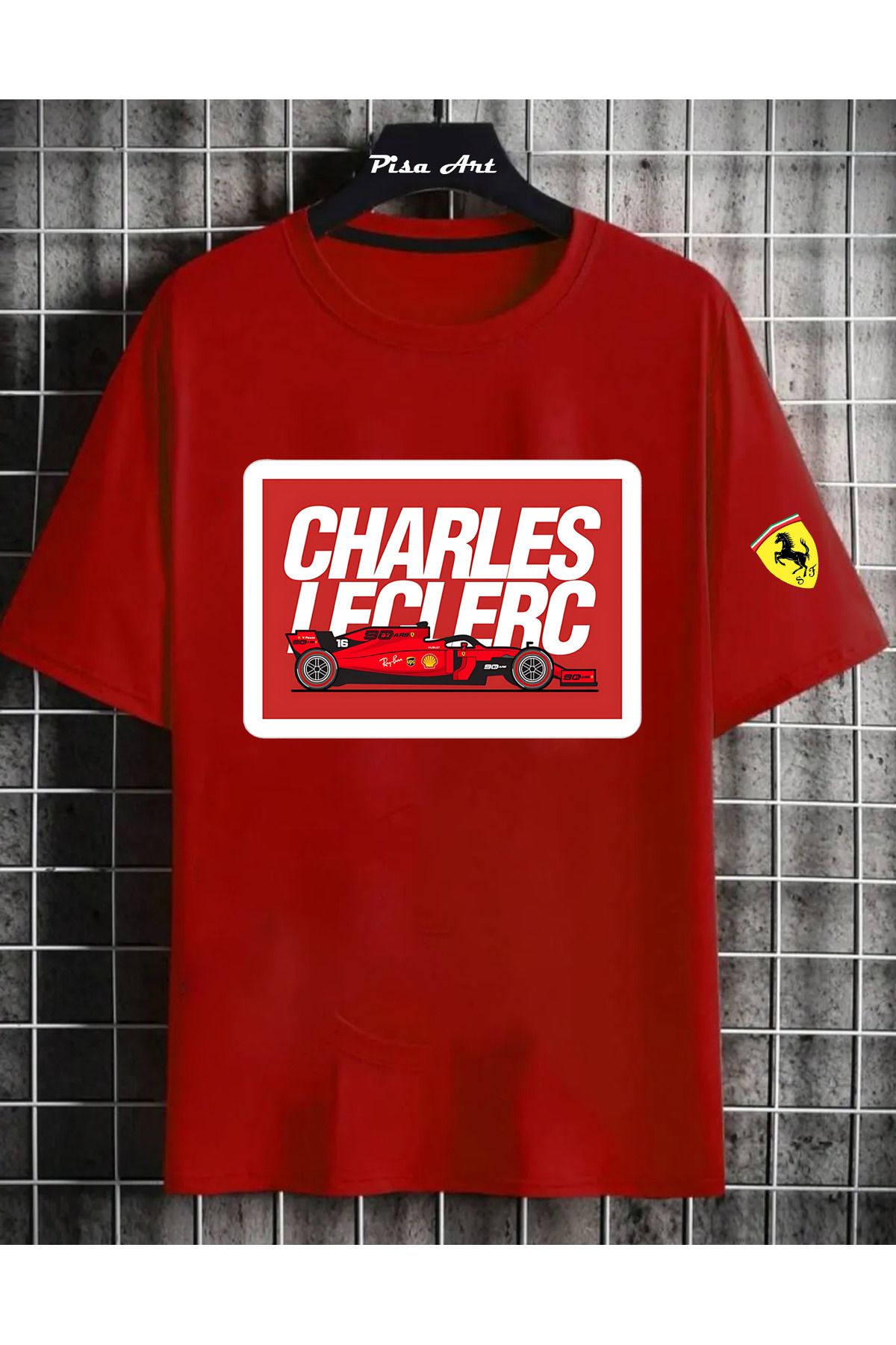 Pisa Art Charles Lecrec Ferrari Forumla 1 Özel Tasarım T-Shirt