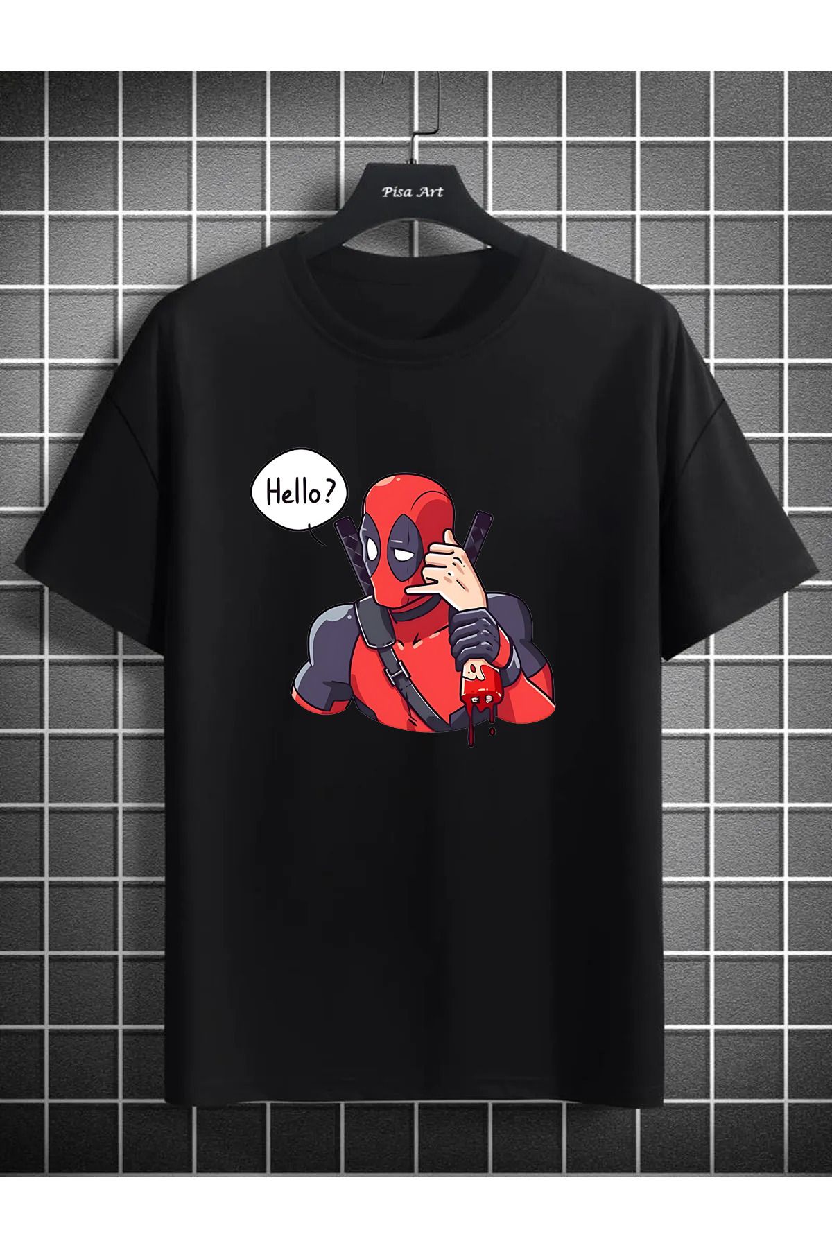 Pisa Art Deadpool Hello Özel Tasarım Unisex T-Shirt