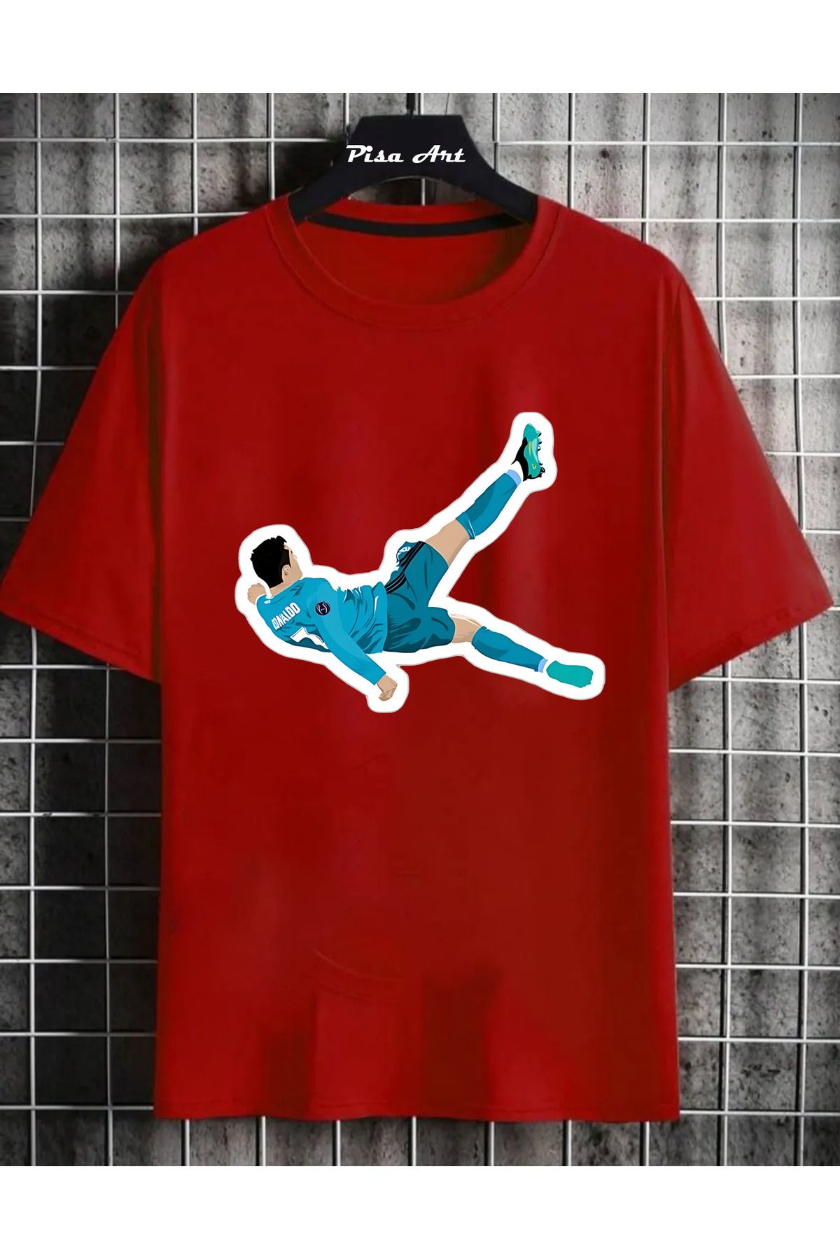 Pisa Art Cristiano Ronaldo Röveşata Gol Özel Tasarım Unisex Taraftar T-Shirt