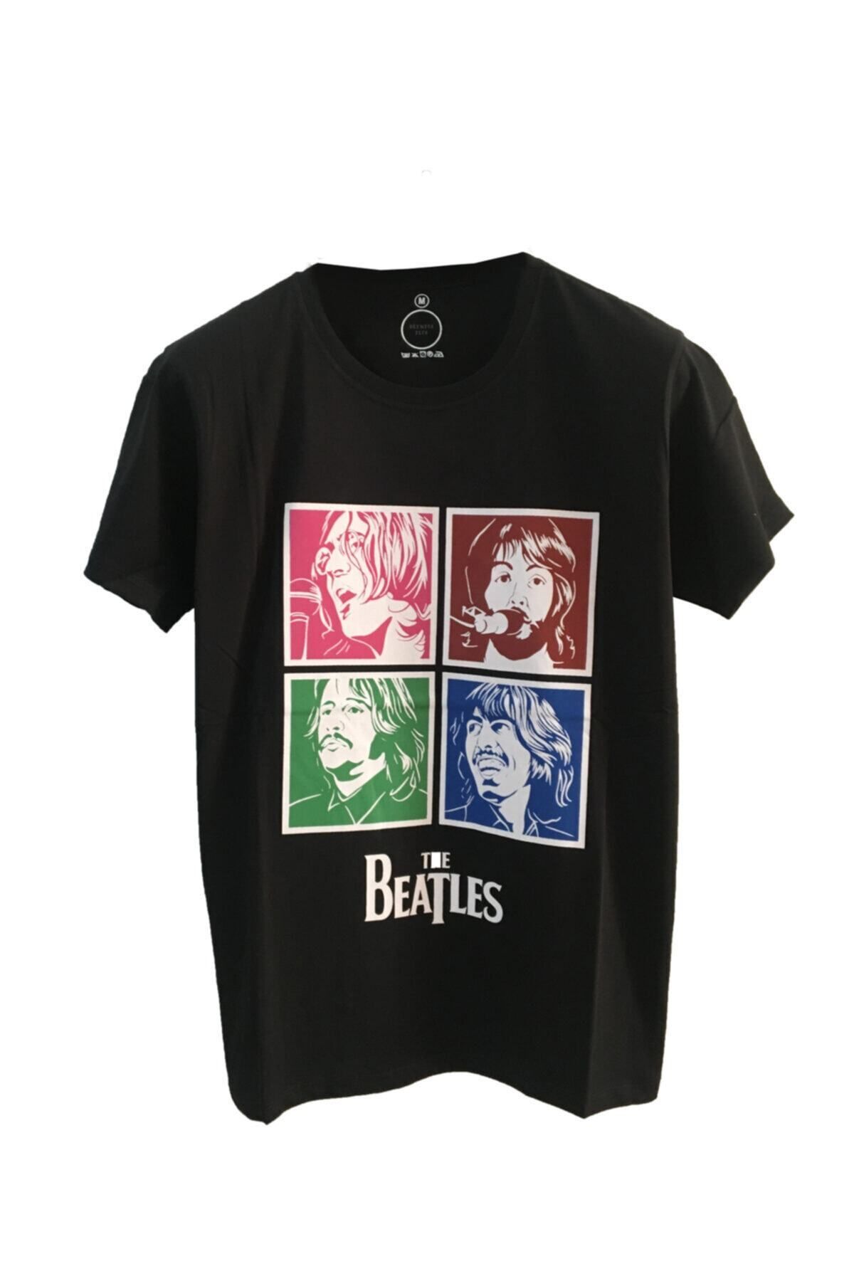 Pisa Art Unisex Rock Müzik The Beatles Siyah Tshirt