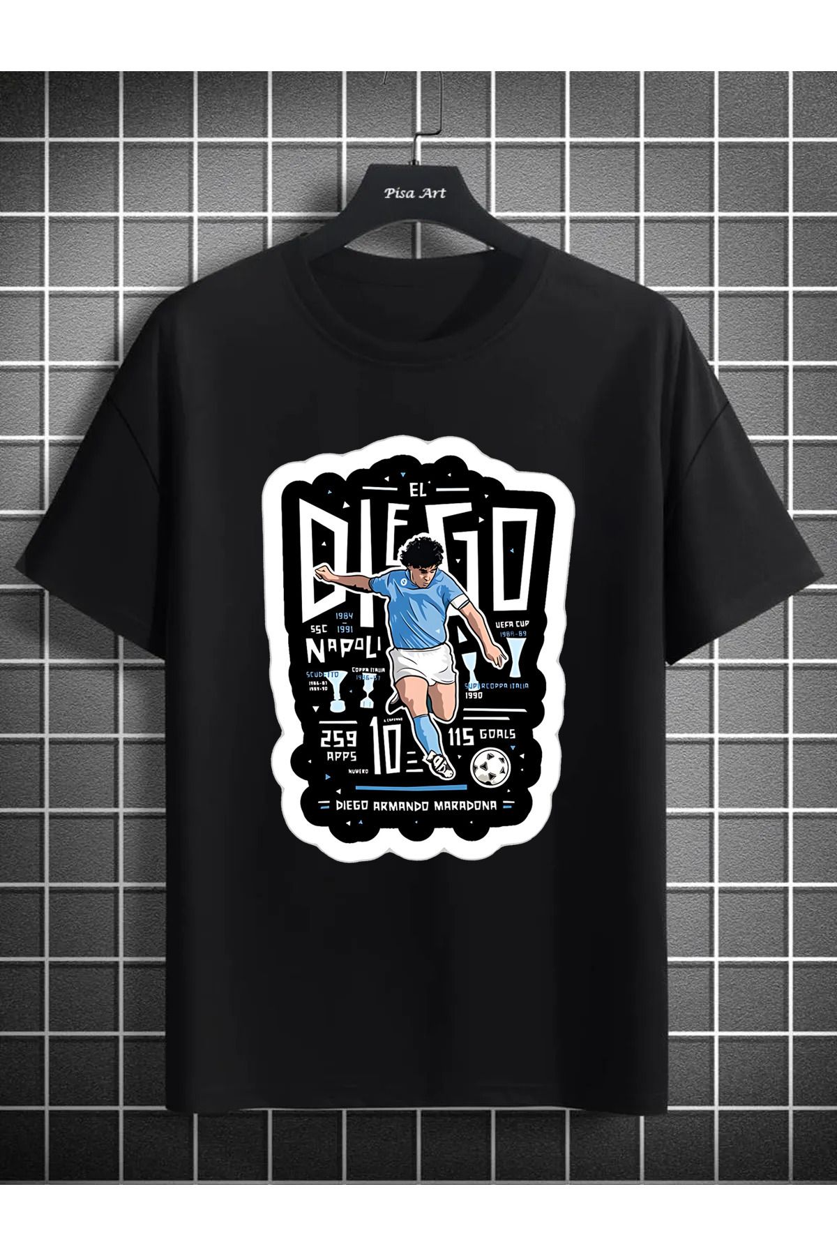 Pisa Art Maradona D10S Özel Tasarım Unisex Taraftar T-Shirt
