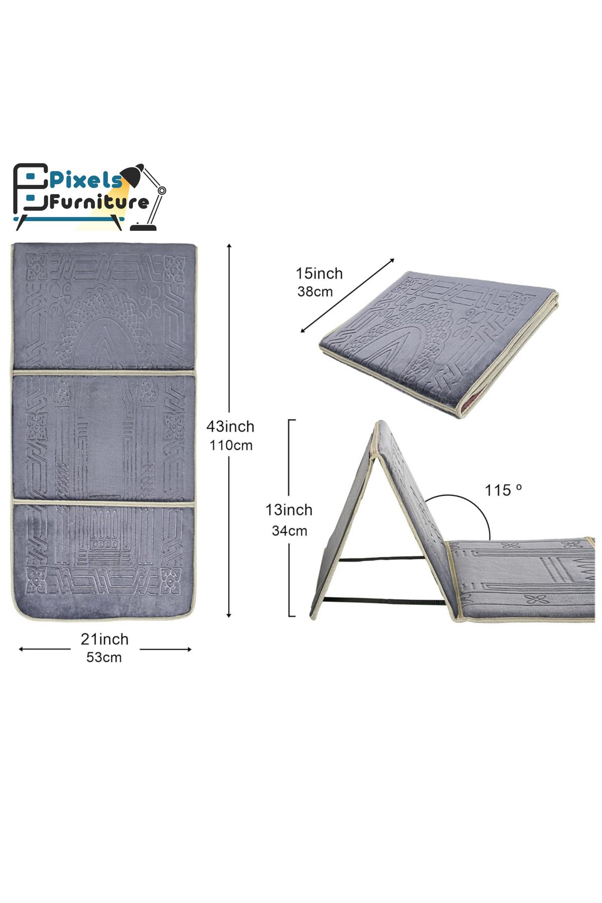 PixelsFurniture-Foldable Prayer Rug with Backrest and Carrying Pocket by Pixel Furniture 6