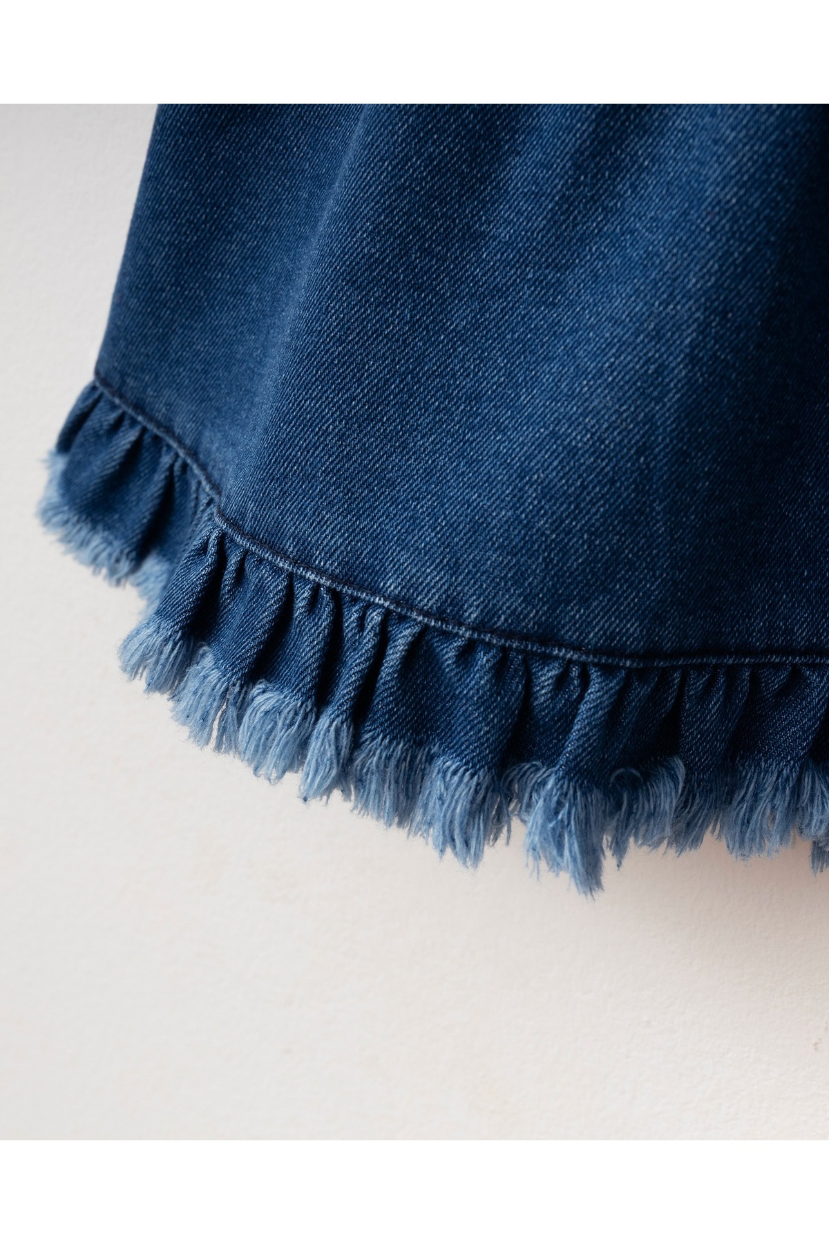 Little Baby URZALO Püsküllü Kız Bebek Kot Jile Elbise %100 Pamuk Likralı Ribana Balon Bluz Lüks Jean fotoğrafı 6 (önizleme)