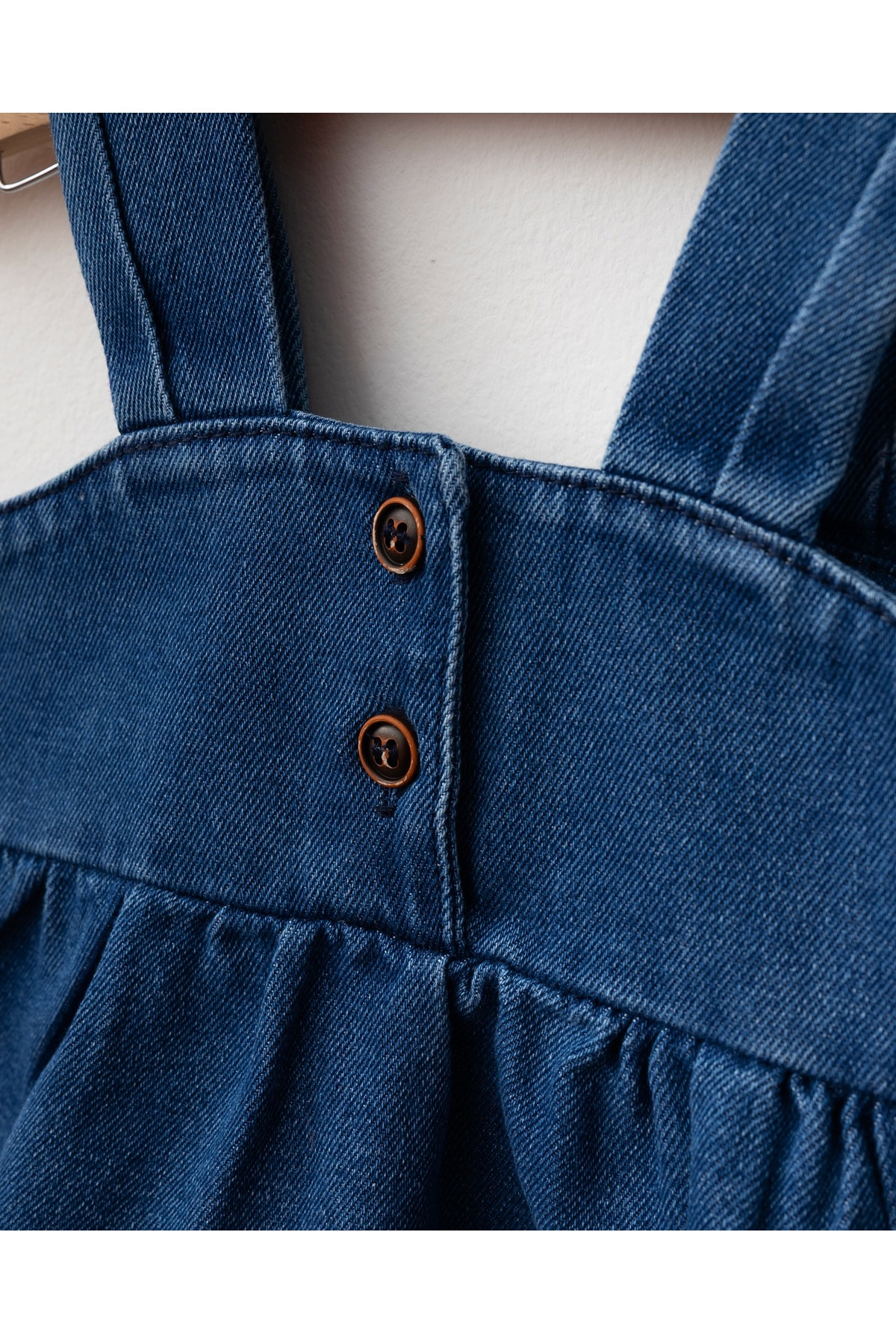 Little Baby URZALO Püsküllü Kız Bebek Kot Jile Elbise %100 Pamuk Likralı Ribana Balon Bluz Lüks Jean fotoğrafı 5 (önizleme)