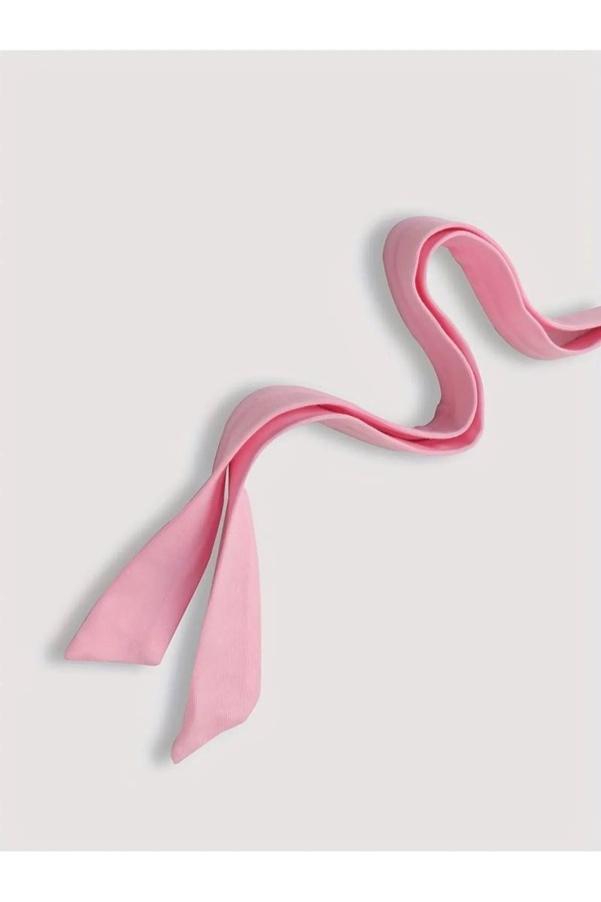 Marin Star  Pembe Fiyonklu Yazlık Likralı Crop,Pembe Omuzdan Bağlamalı Fiyonk Geniş Askılı Bluz Üst,Büzgülü Crop - Görsel 8