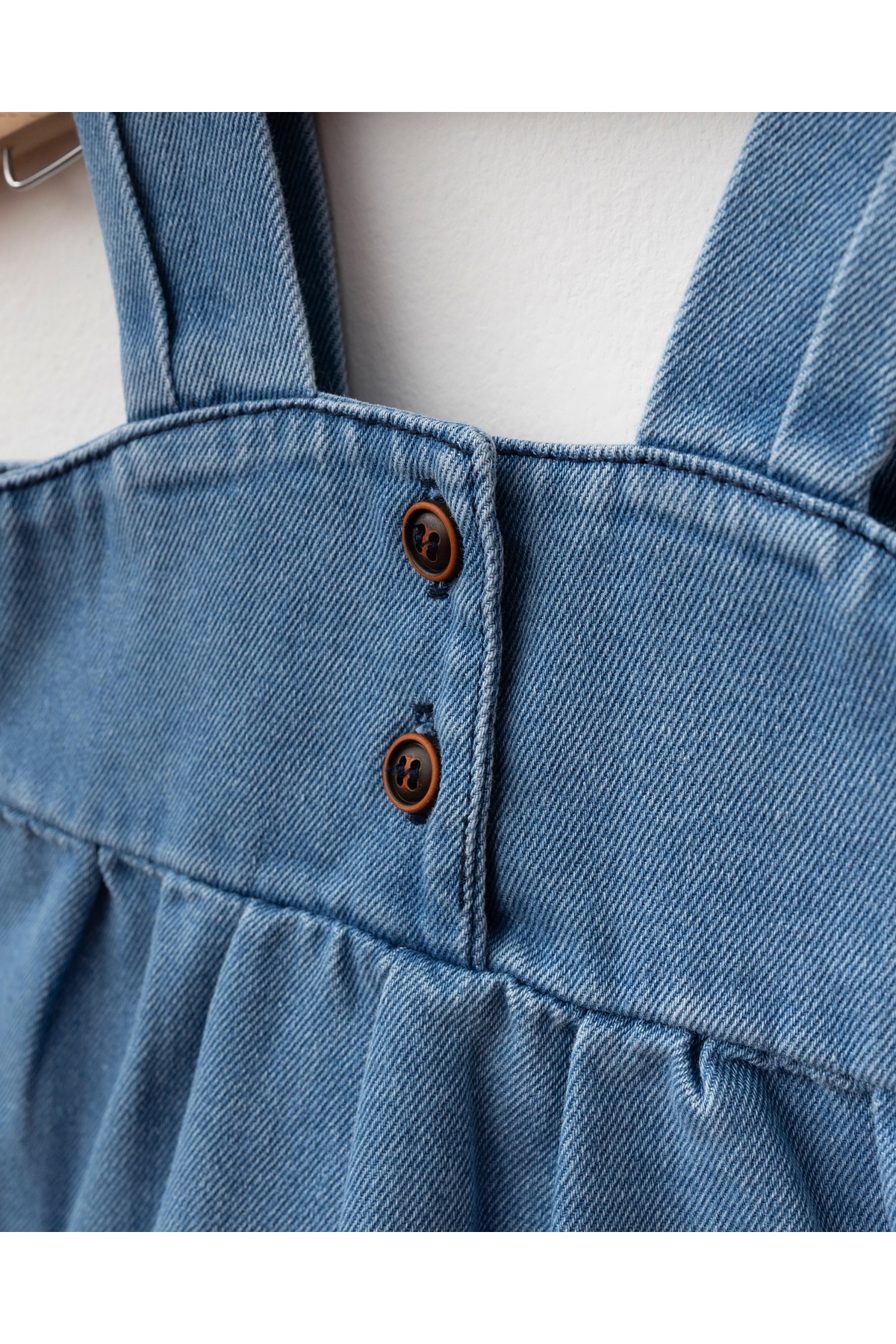 Little Baby URZALO Püsküllü Kız Bebek Kot Jile Elbise %100 Pamuk Likralı Ribana Balon Bluz Lüks Jean fotoğrafı 5 (önizleme)