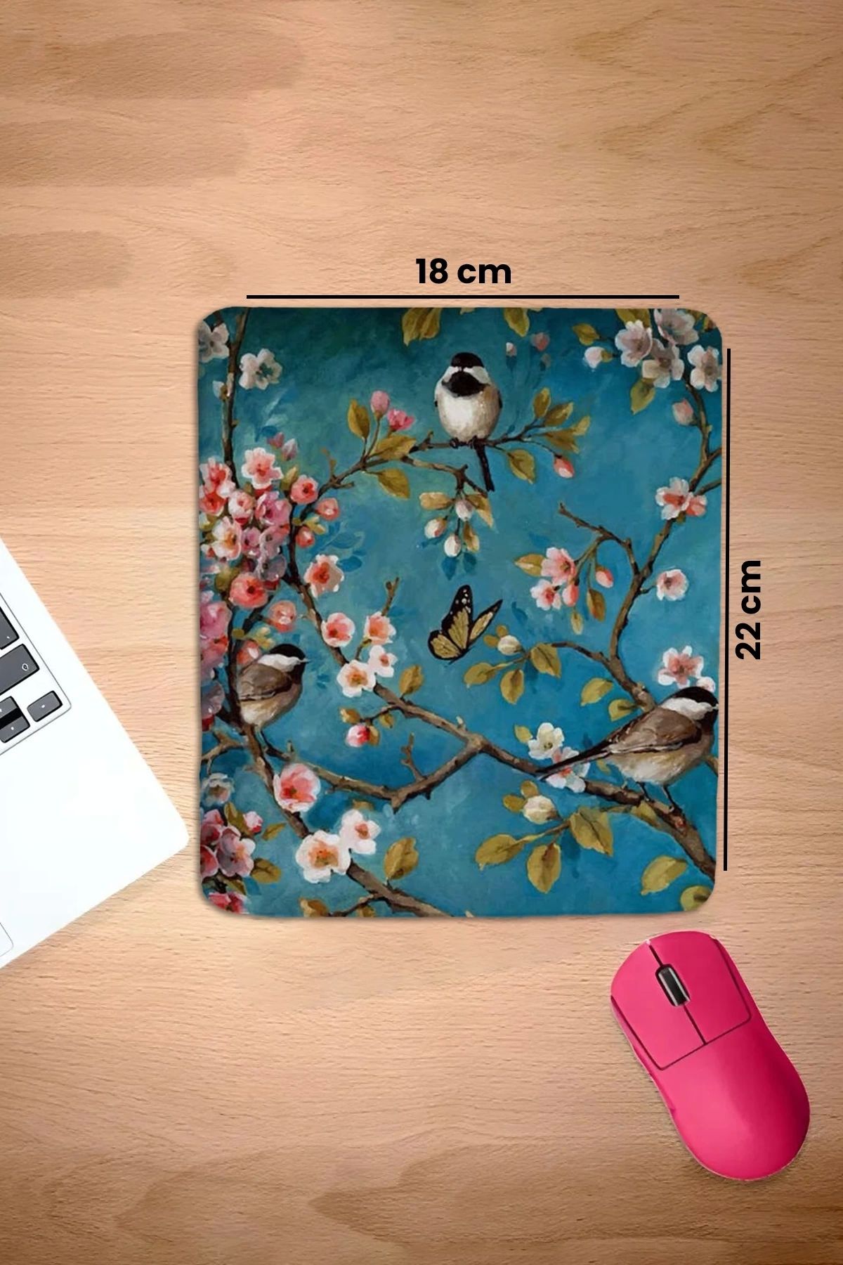 SonicTouch-فروع الربيع مع دعم المعصم الفيروز مستطيل سطح أملس لوحة الماوس سلس 18x22cm 2