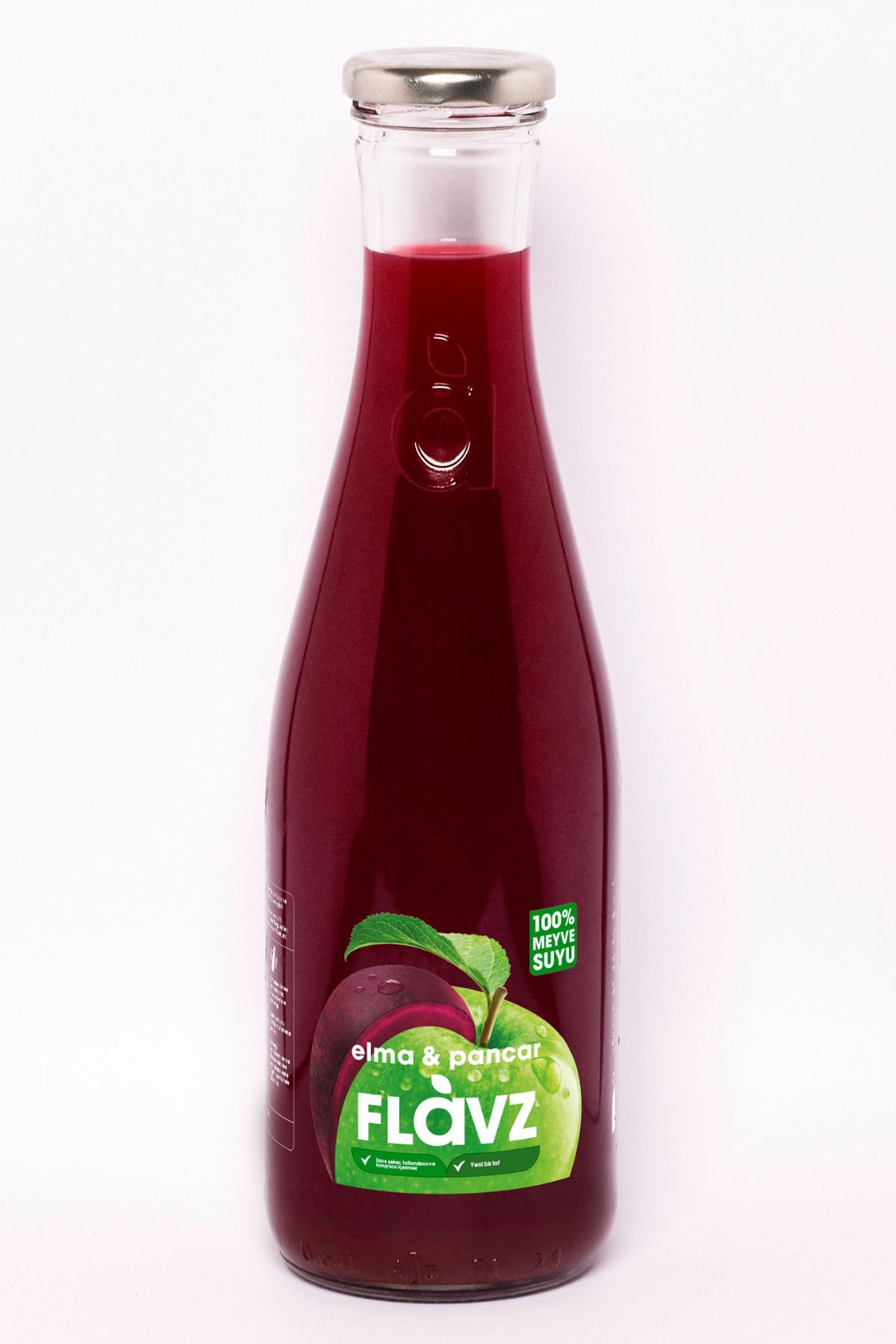 FLAVZ %100 Doğal Elma & Pancar Meyve Suyu 640ml Cam Şişe- Gerçek Meyveden, Katkısız
