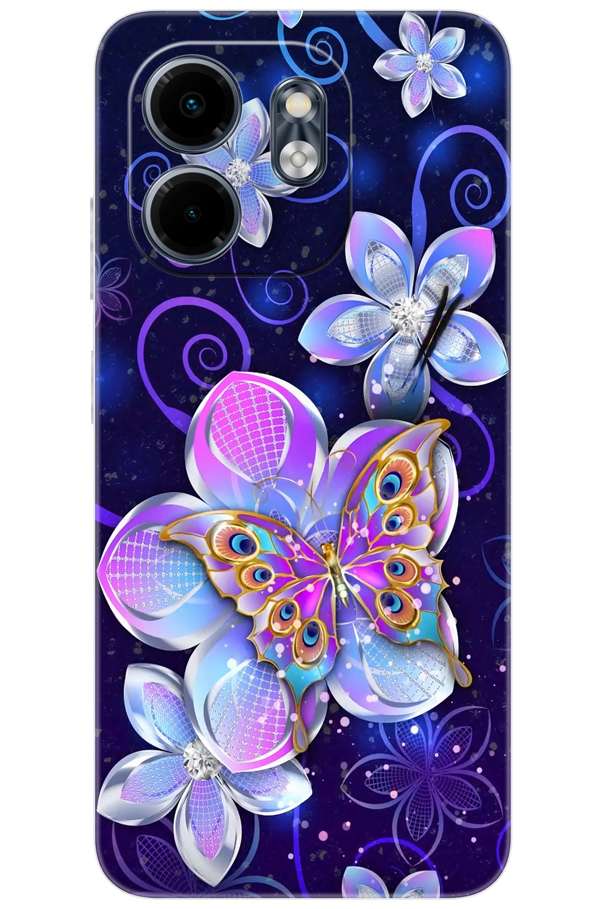 Ceppare iNfinix Smart 9 (X6532) Uyumlu Kılıf Desen Baskılı Silikon Kelebek ve Çiçekler STK:718 CP-JYQppBd
