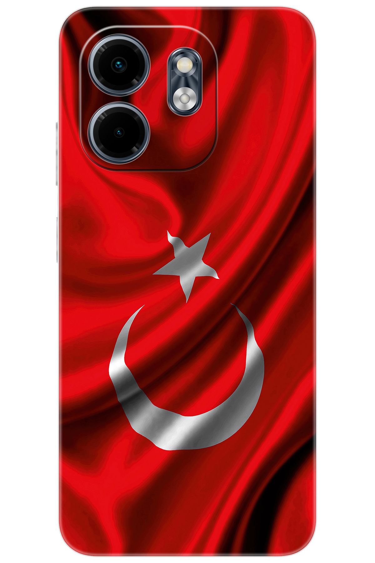 Ceppare iNfinix Smart 9 (X6532) Uyumlu Kılıf Desen Baskılı Silikon Dalgalı Türk Bayrağı STK:369 CP-39OM1bE