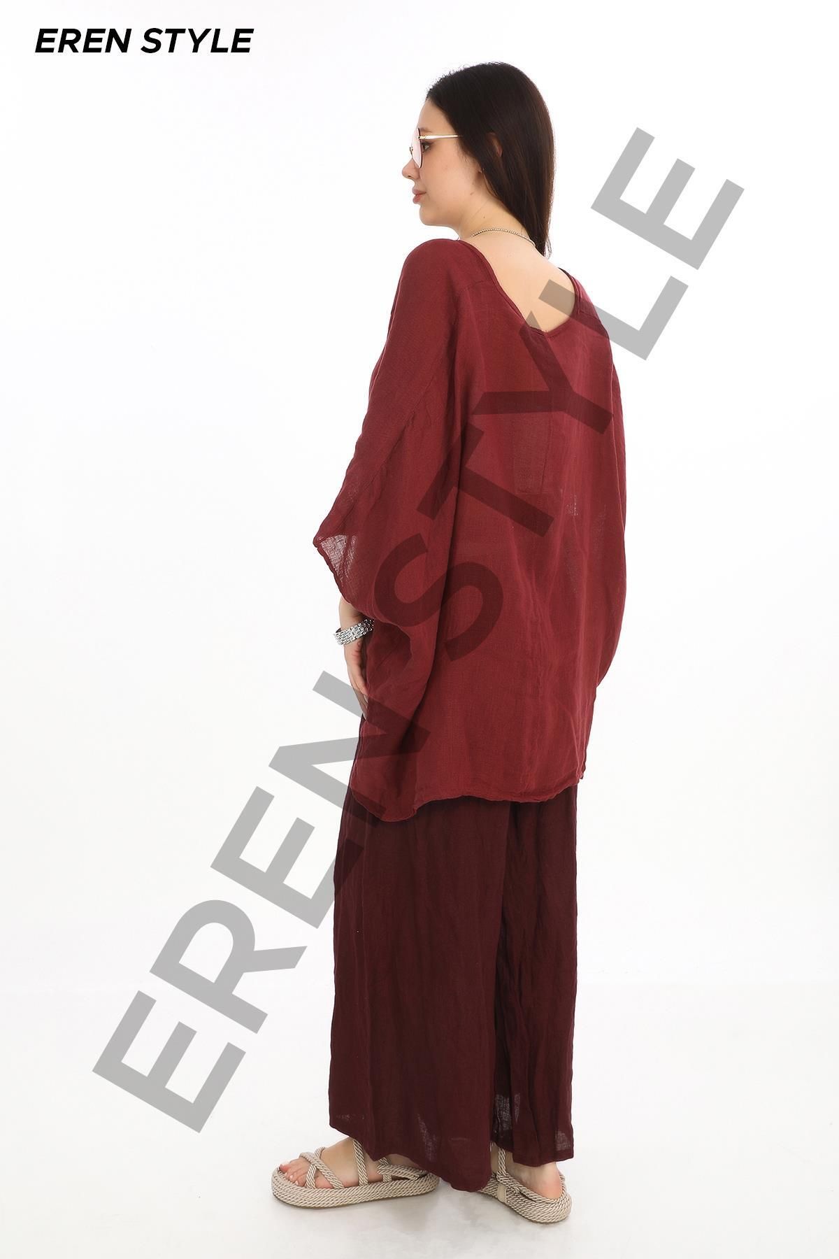 EREN STYLE-Bohemian Double Breasted Single Button Linen Blouse 3