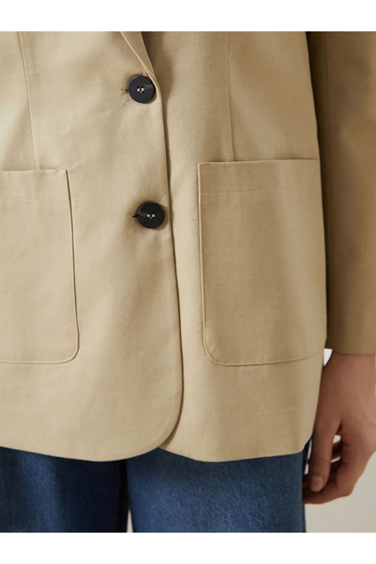 LC Waikiki-Jachetă blazer pentru femei LCW Modest în amestec de in bej - T T 4