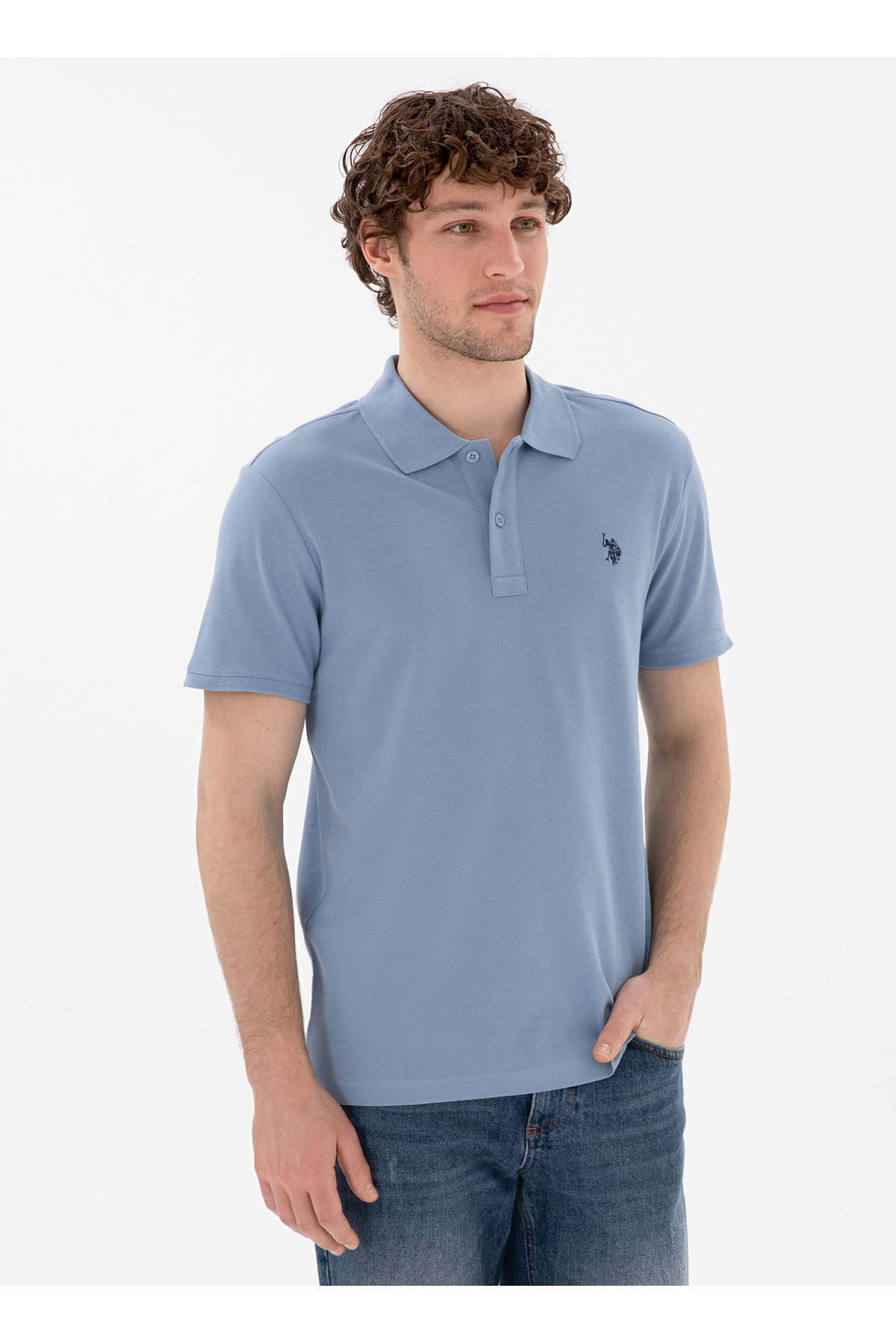 یو اس پولو تی‌شرت پولو مردانه مدل BASE. Polo Assn. Blue GTP04