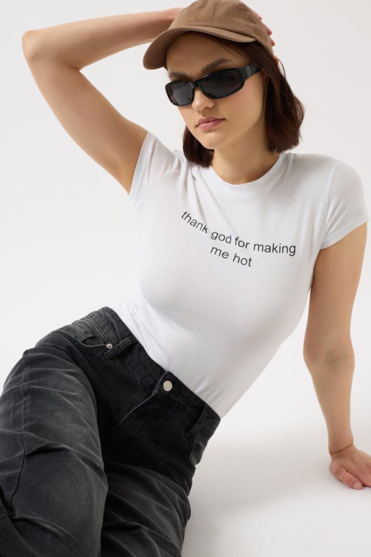 trend henna Baskılı Likralı Crop T-Shirt