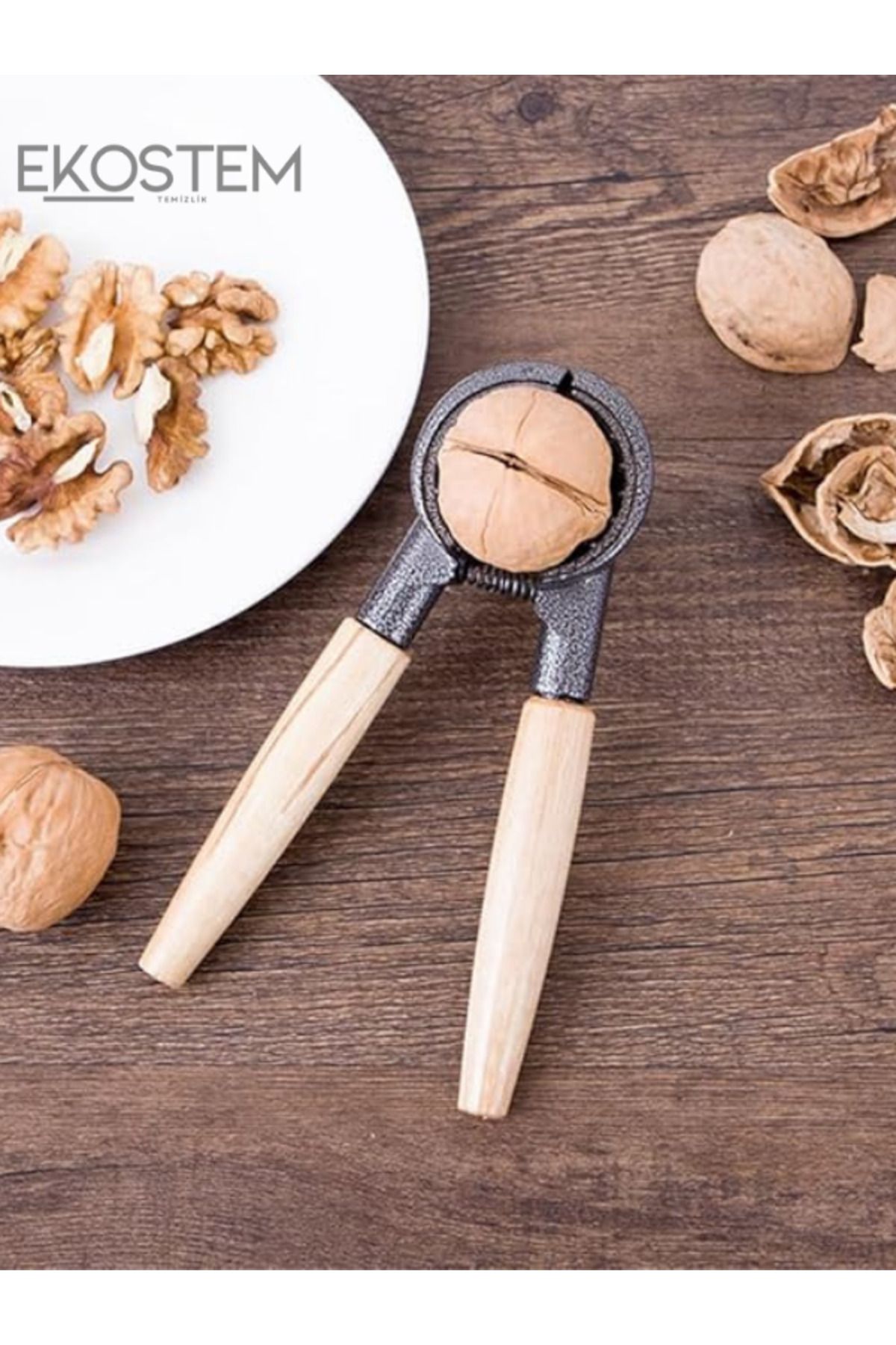 Ekostem-Walnut - Almond - Hazelnut Cracker Nussknacker with Wooden Handle 4