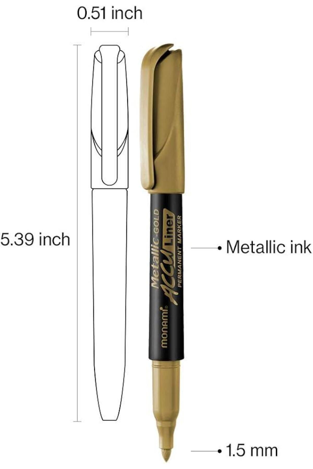 Monami Acculiner Altın Permanent Marker Davetiye Kalemi 1,5 MM Uç 1 Adet