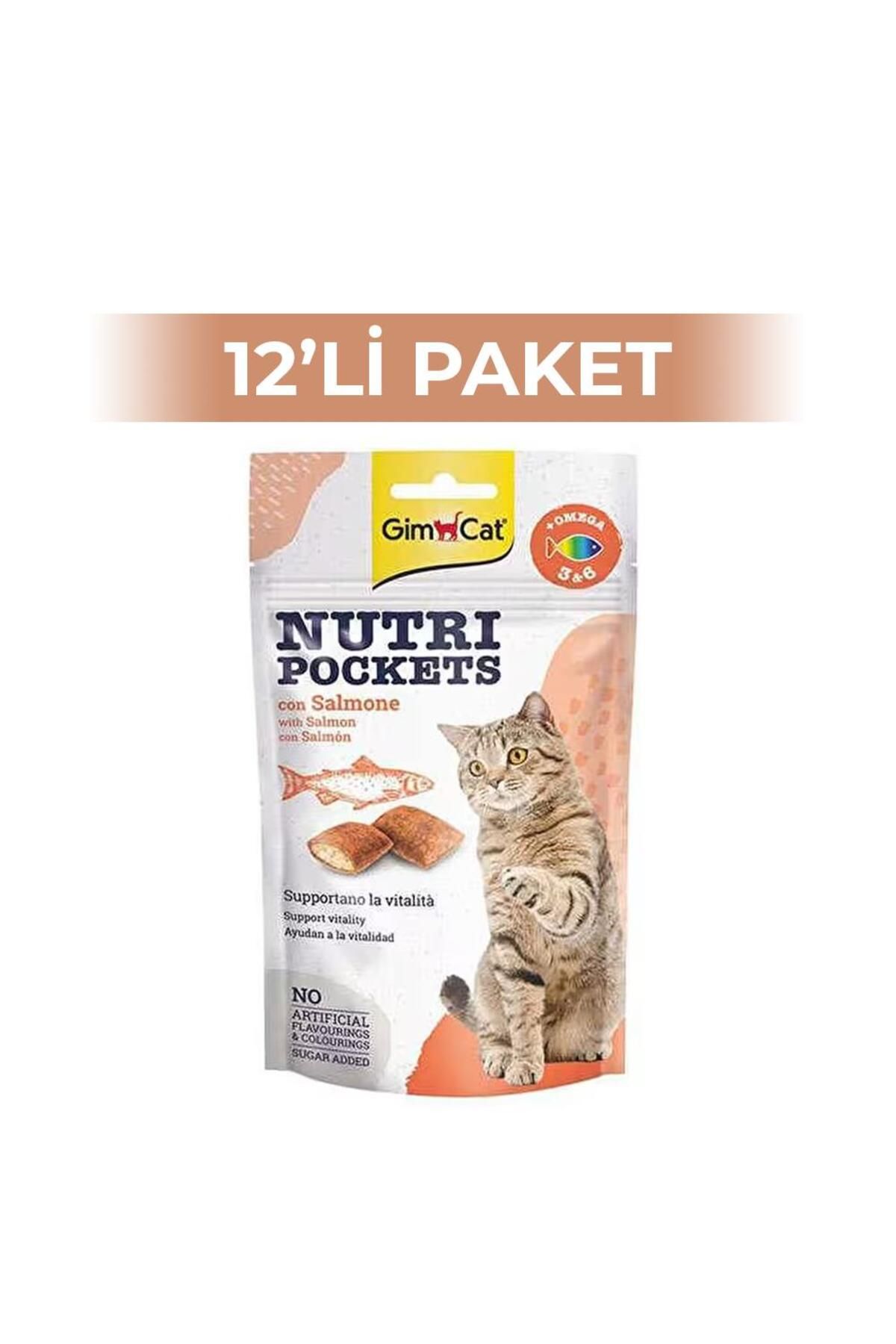 Gimcat Nutripockets Somon Balıklı Kedi Ödül Maması 60 gr 12 Adet