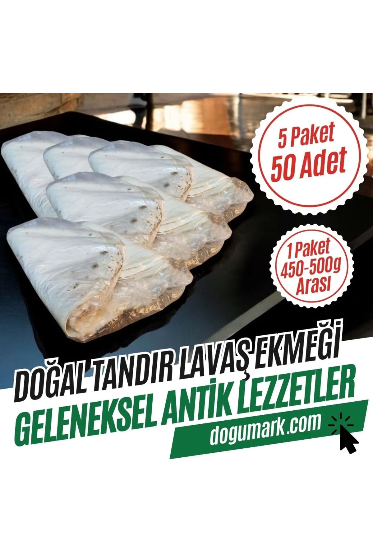 DoğuMark 5 Paket (50 ADET) Tandır Lavaş Ekmeği - Ince Acem Köy Lavaşı - 5 Paket (50 ADET)