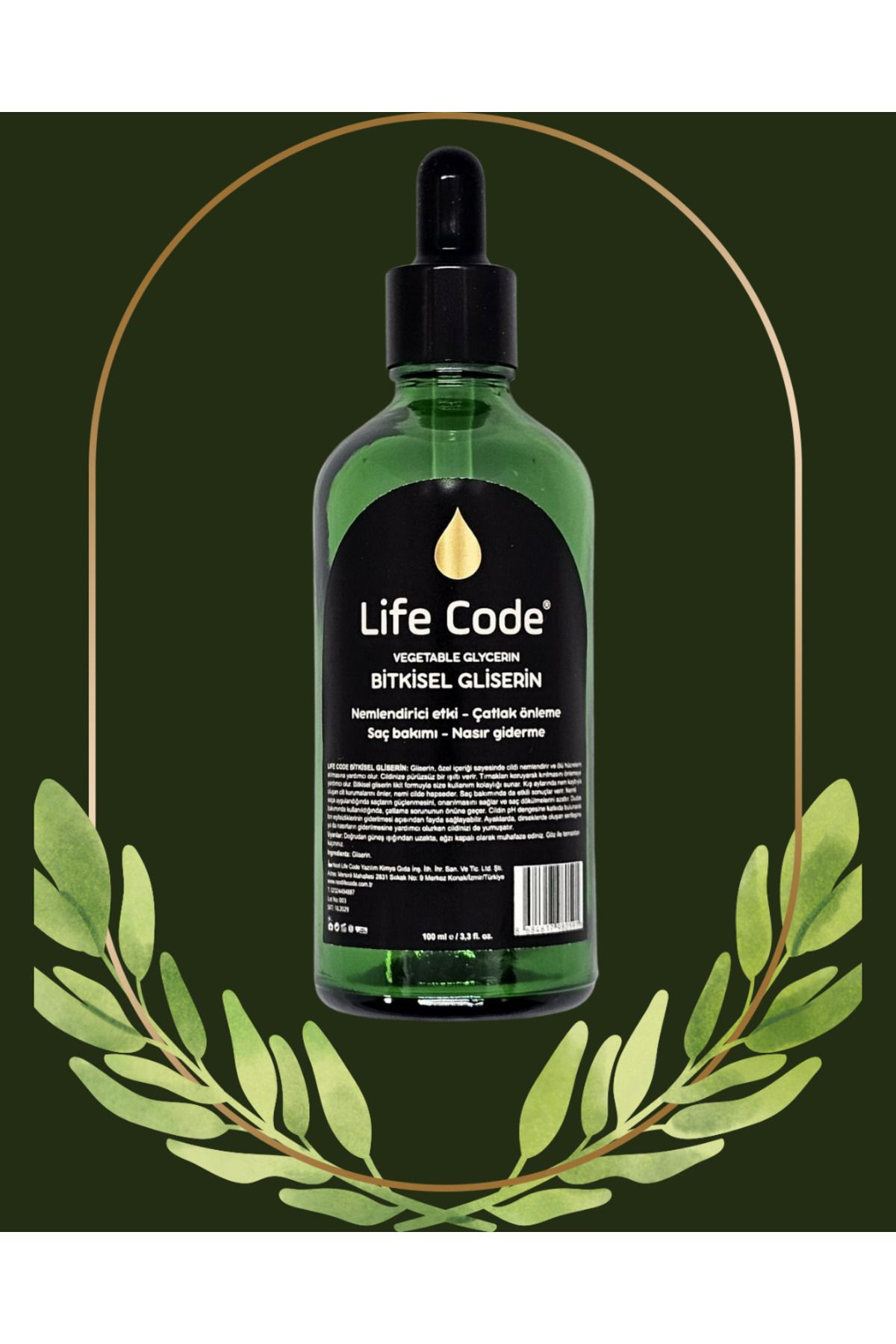 LİFE CODE-Glycerin Herbal Mega Size, Dropper Bottle 100 Ml. 2