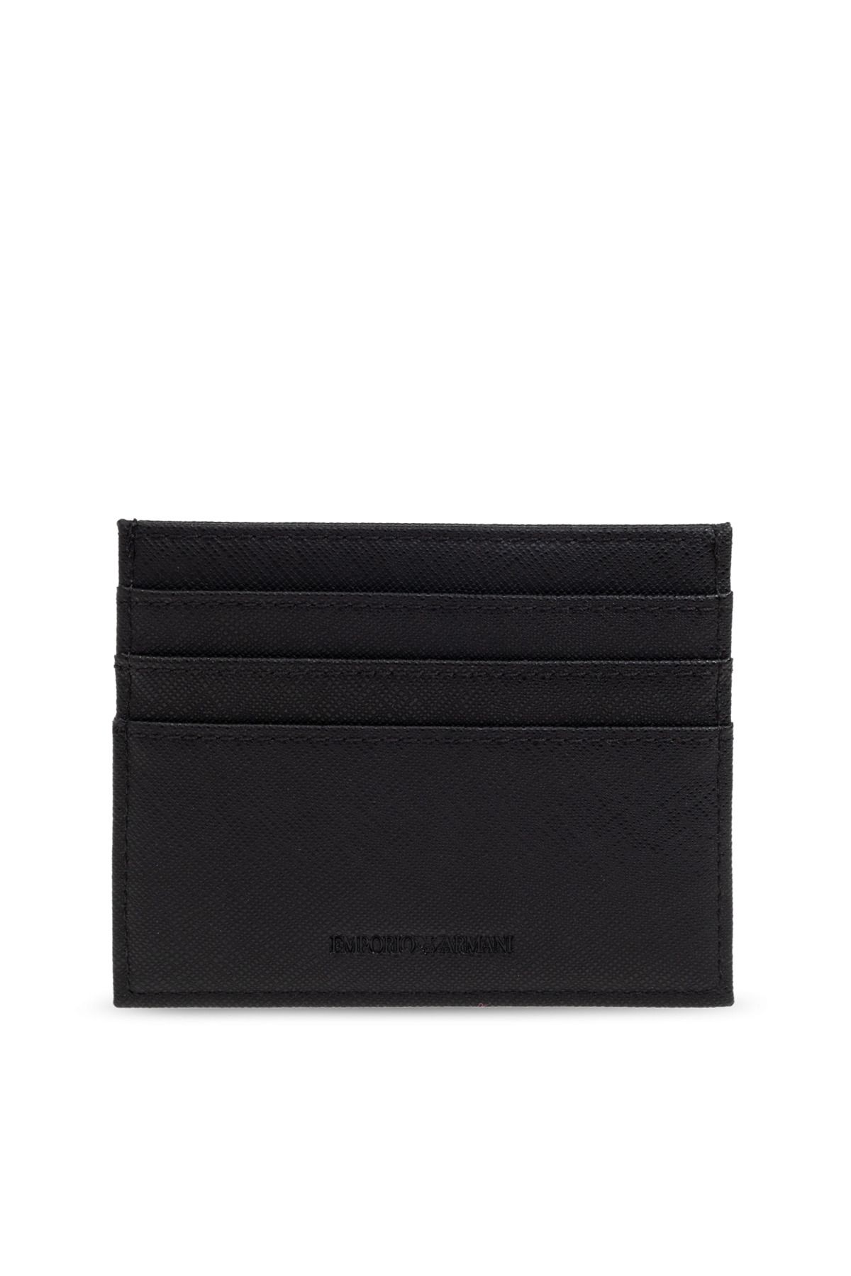 کارت دار مردانه آرم محفظه اضافی سیاه برجسته EM001790 AF13670 UC001 Emporio Armani