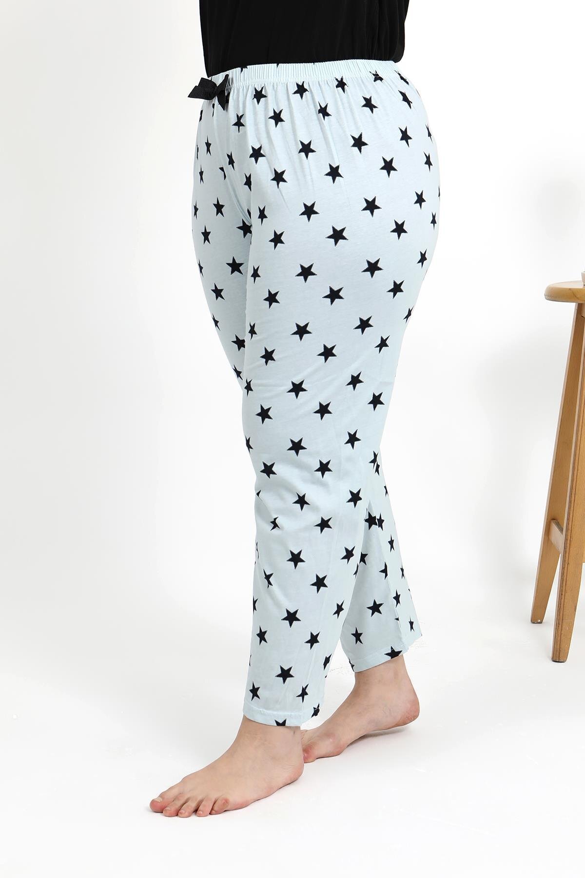 Akbeniz-Strong Women's Bottom Pajamas Plus Size, Cotton Ice Blue 27557 2