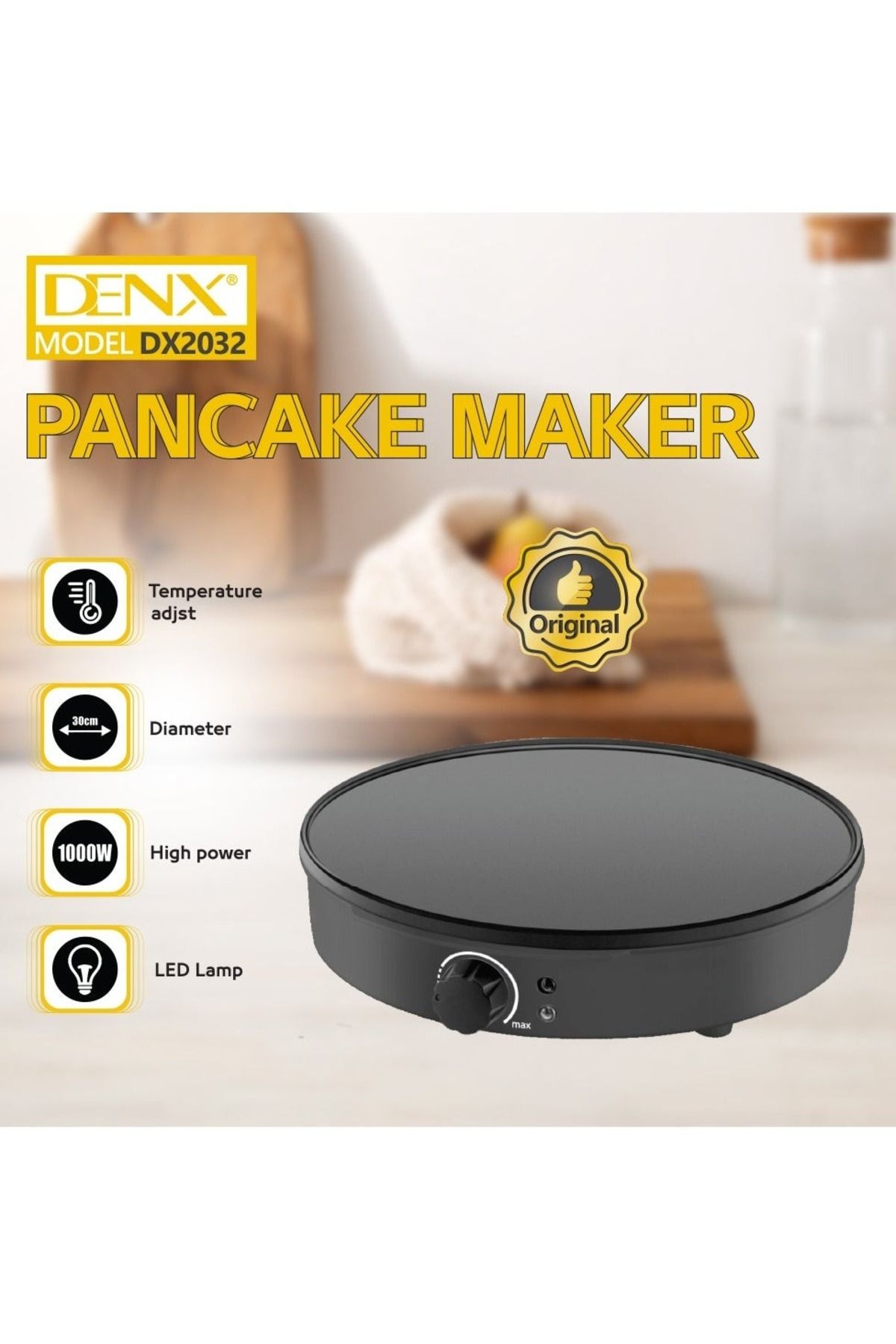 Denx-Pancake, Crepe and Waffle Maker, 1000W ,Heat Resistant,  with Non-Slip Surface DX2032 4