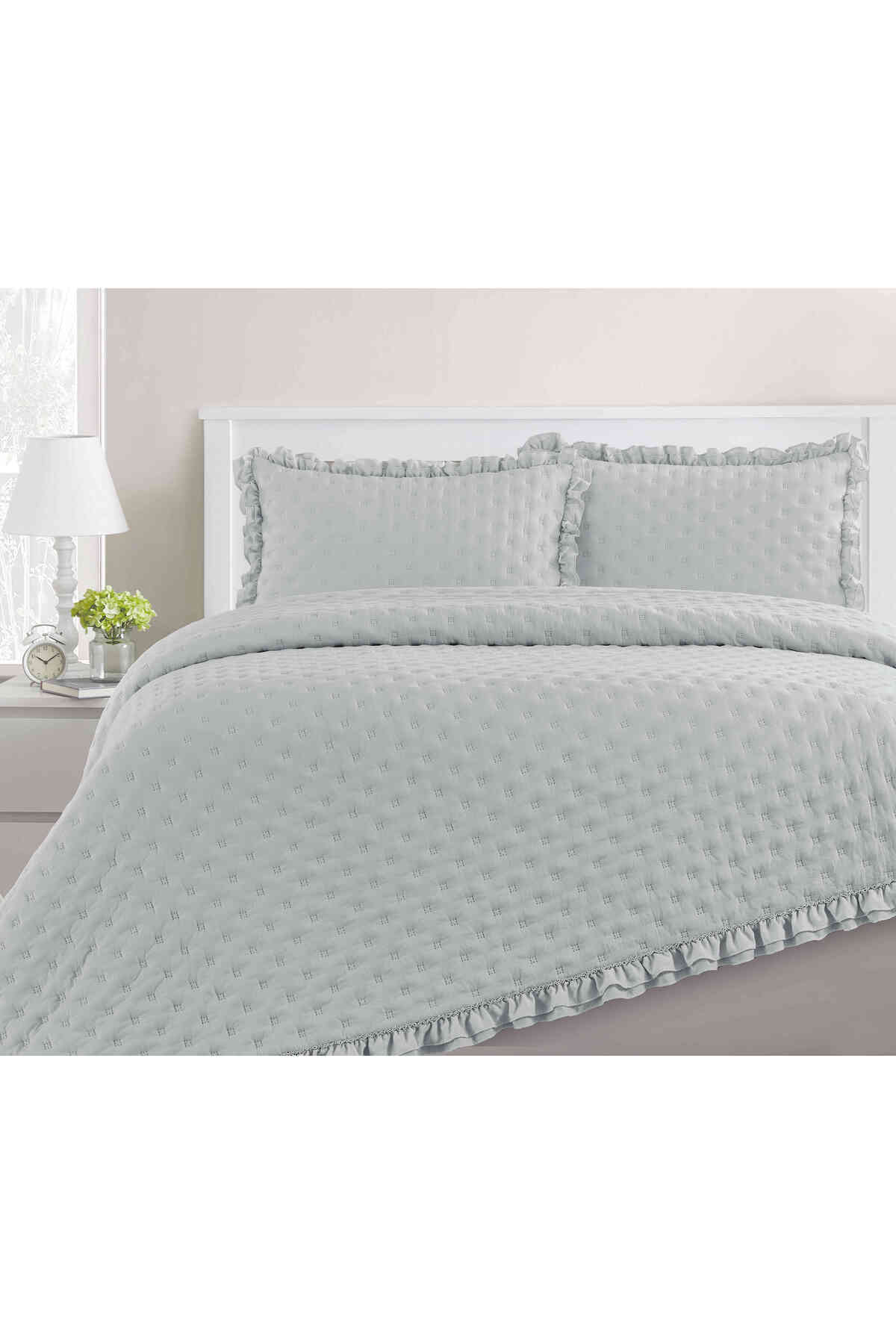 Kunzita Home-طقم سها مايكروفايبر مريح رمادي فاتح 180×240 سم 2