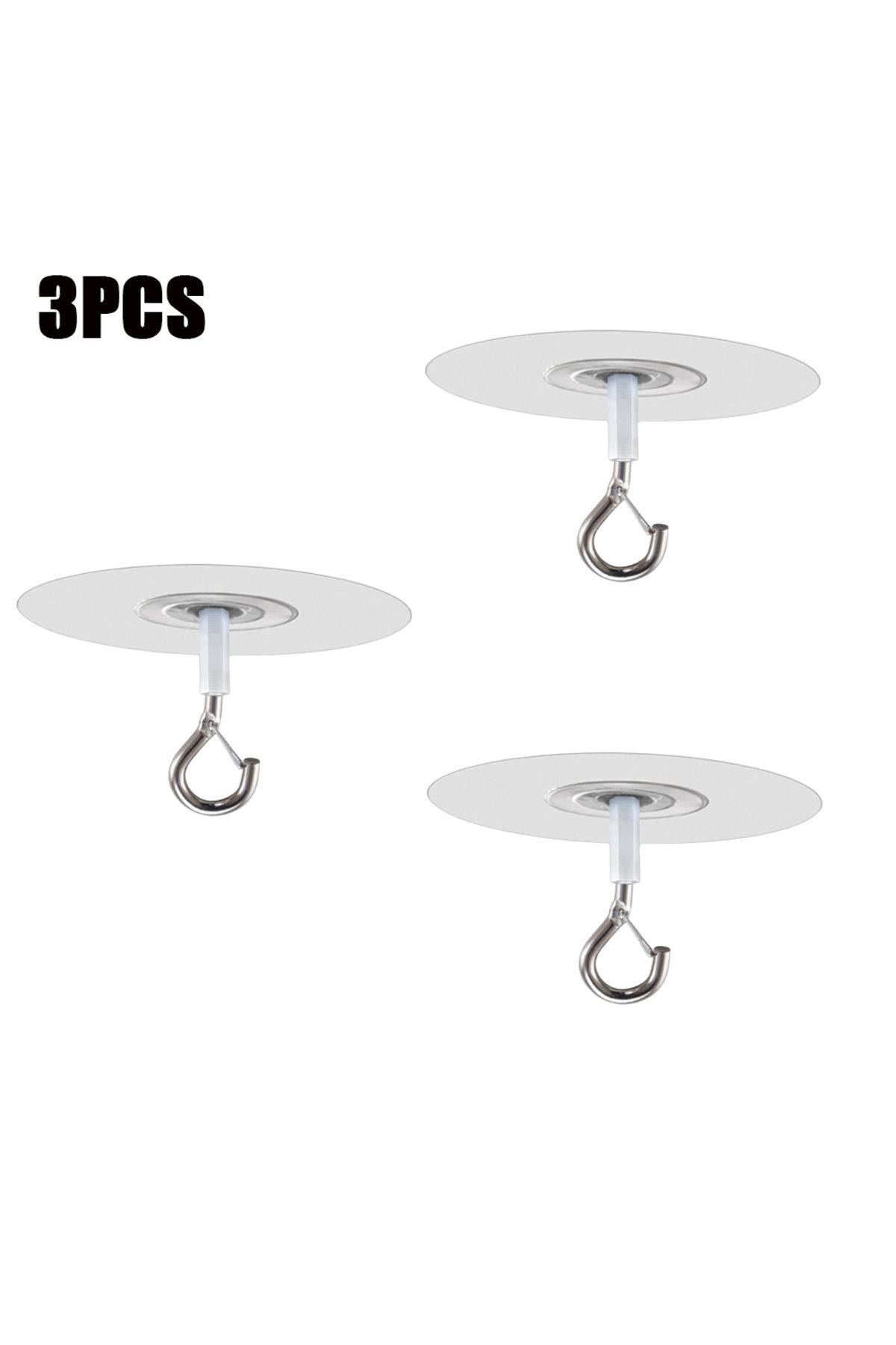 Choice-Transparent-3PCS Stick Ceiling Hooks Heavy Duty Self-Adhesive Water Resistant Hooks for Ceiling Mult 1