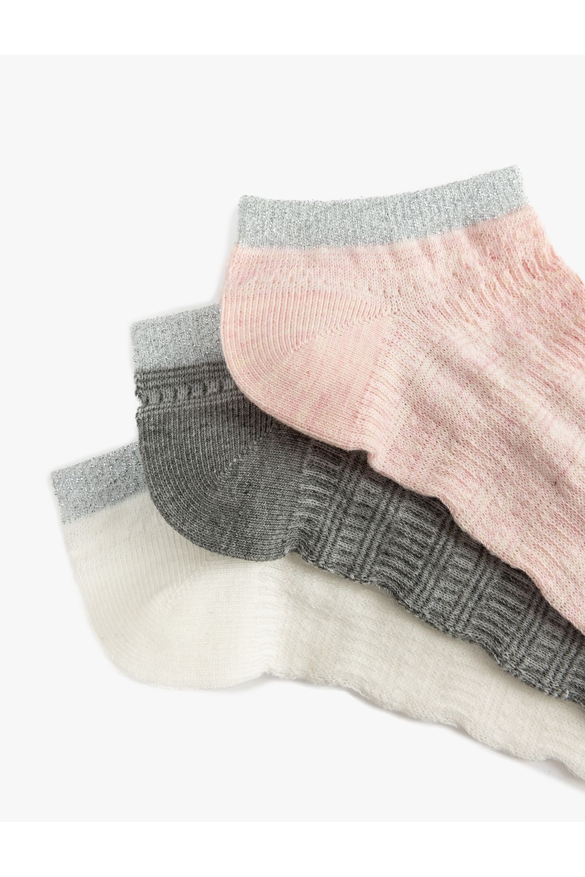 Koton-Set of 3 Textured Multicolored Booties Socks 3