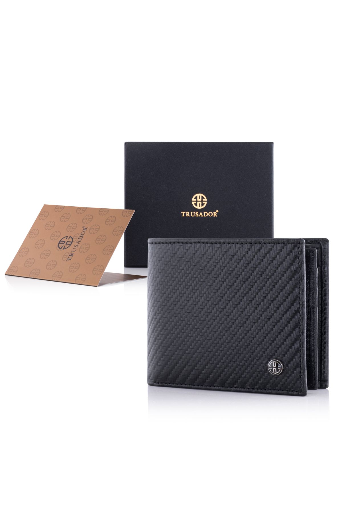 کیف پول مردانه TREVISO کلاسیک CARBON CORE COAK CEP چرمی TRUE مردانه'S WALLET RFID محافظت شده کربن Trusador