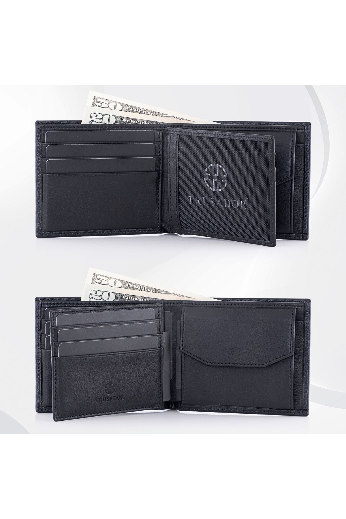 کیف پول مردانه TREVISO کلاسیک CARBON CORE COAK CEP چرمی TRUE مردانه'S WALLET RFID محافظت شده کربن Trusador