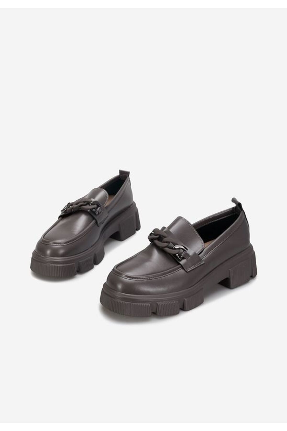 B T Shoes-Mocasini cu talpa groasa Larita gri 4